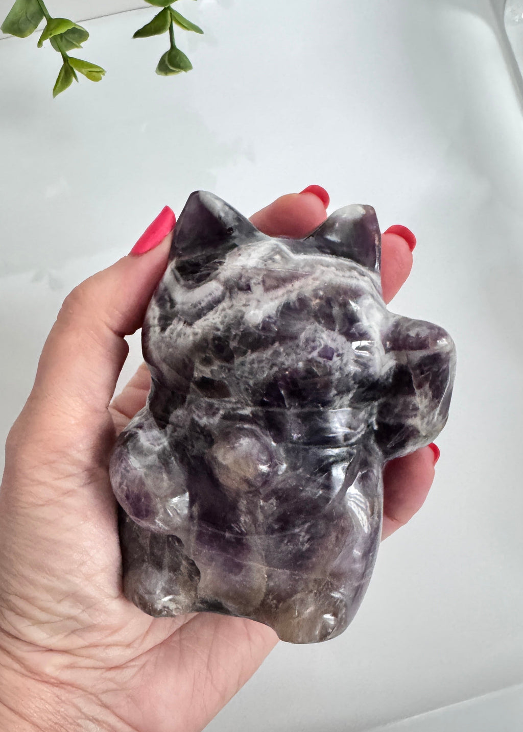 XL Dream Amethyst Lucky Cat, Maneki Neko, Crystal Fortune Cat 4” | Crystals | Wiccan Center