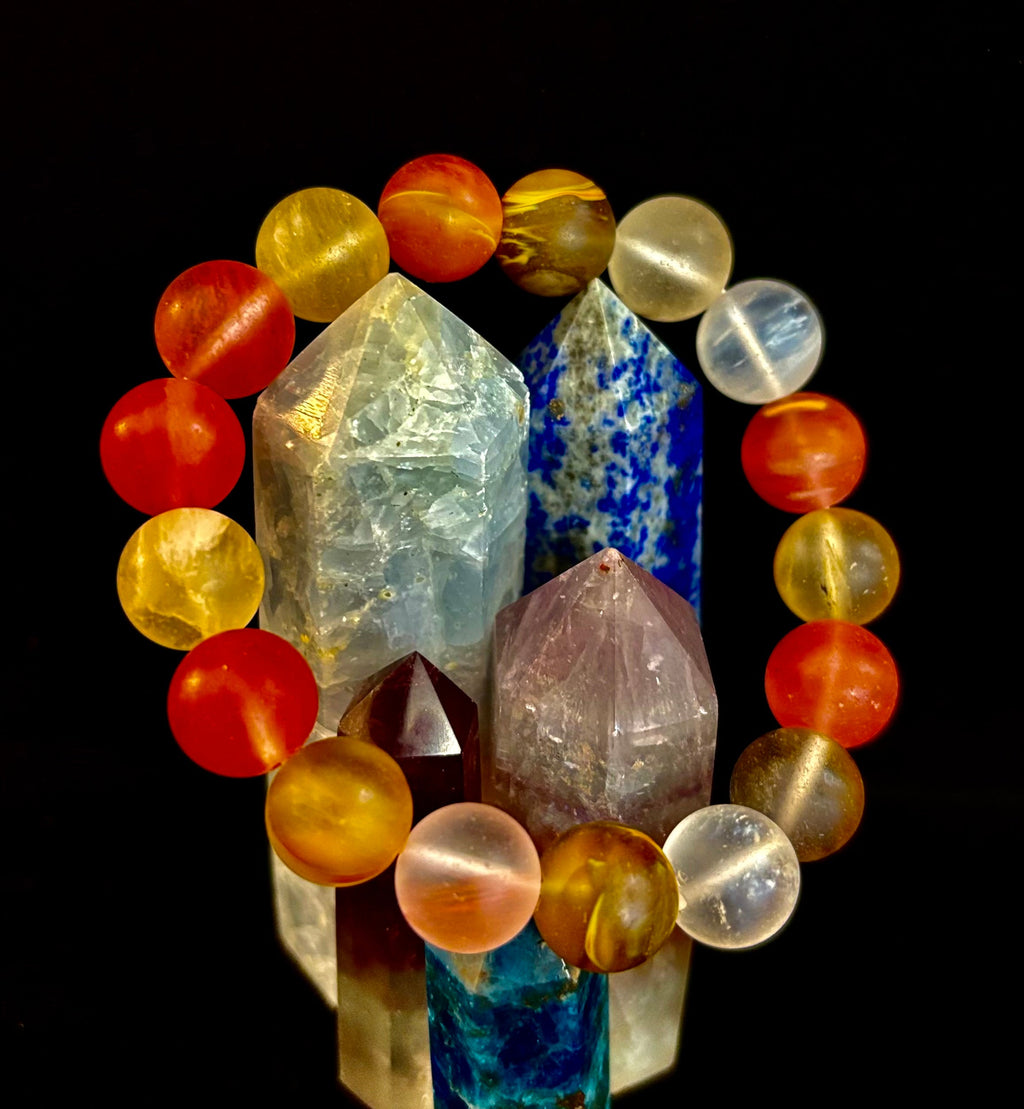 Solar Glow Cherry Quartz Bracelet – 12mm Matte Reiki-Infused Energy Bracelet (Medium Fit) | | Wiccan Center