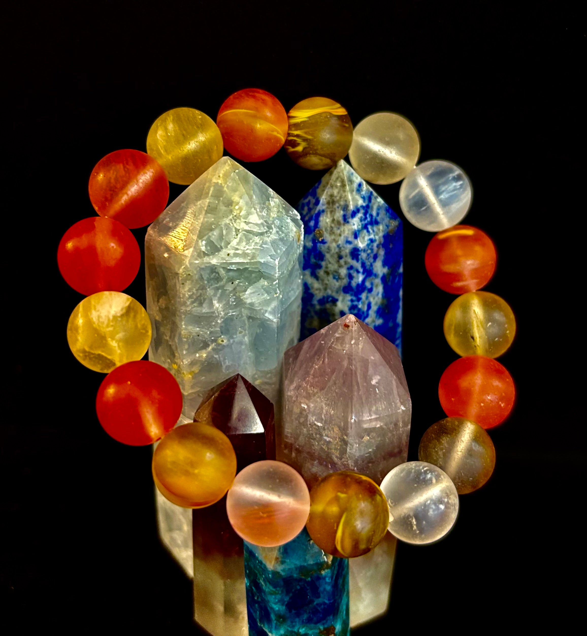 Solar Glow Cherry Quartz Bracelet – 12mm Matte Reiki-Infused Energy Bracelet (Medium Fit) | | Wiccan Center