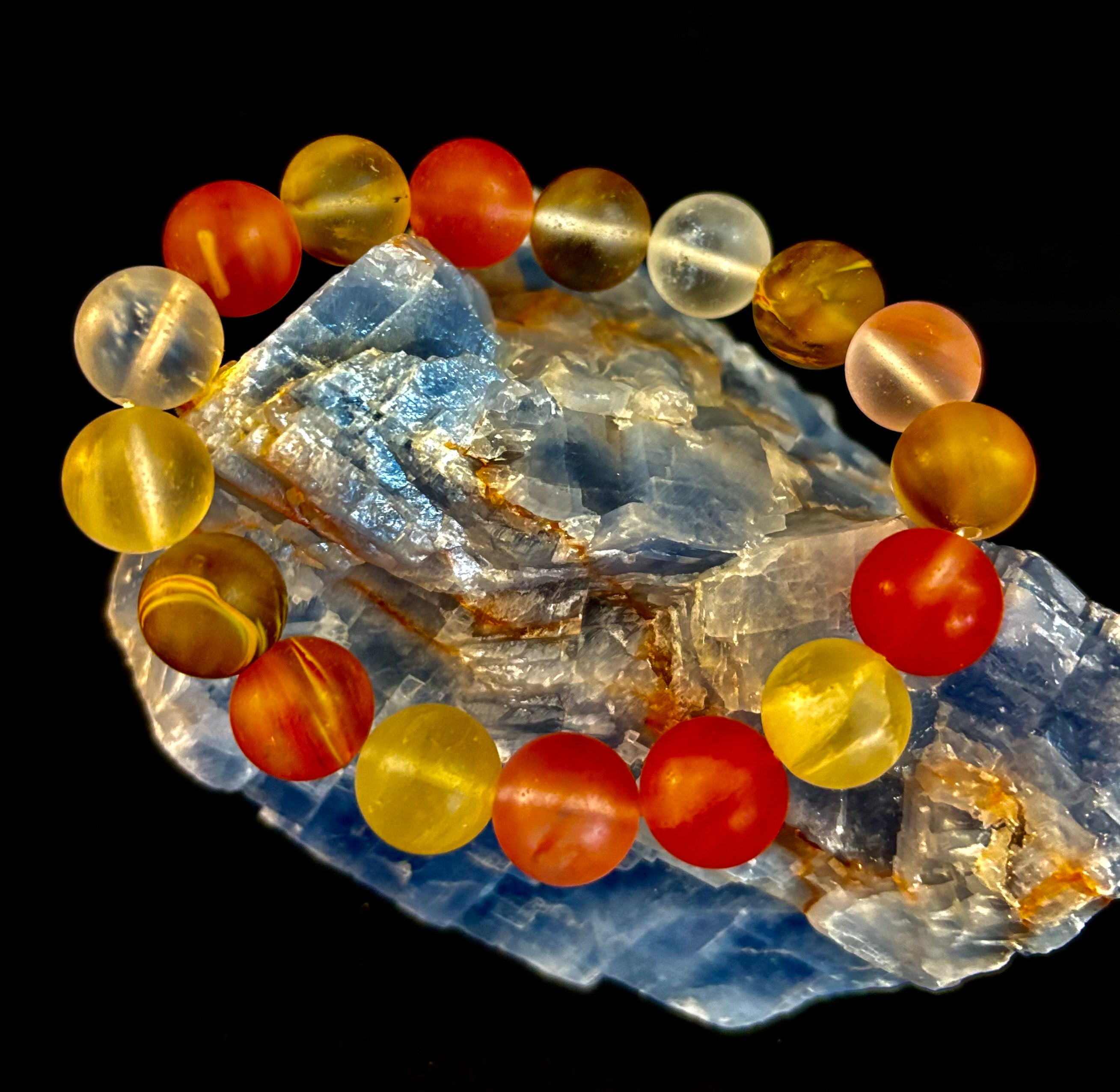 Solar Glow Cherry Quartz Bracelet – 12mm Matte Reiki-Infused Energy Bracelet (Medium Fit) | | Wiccan Center