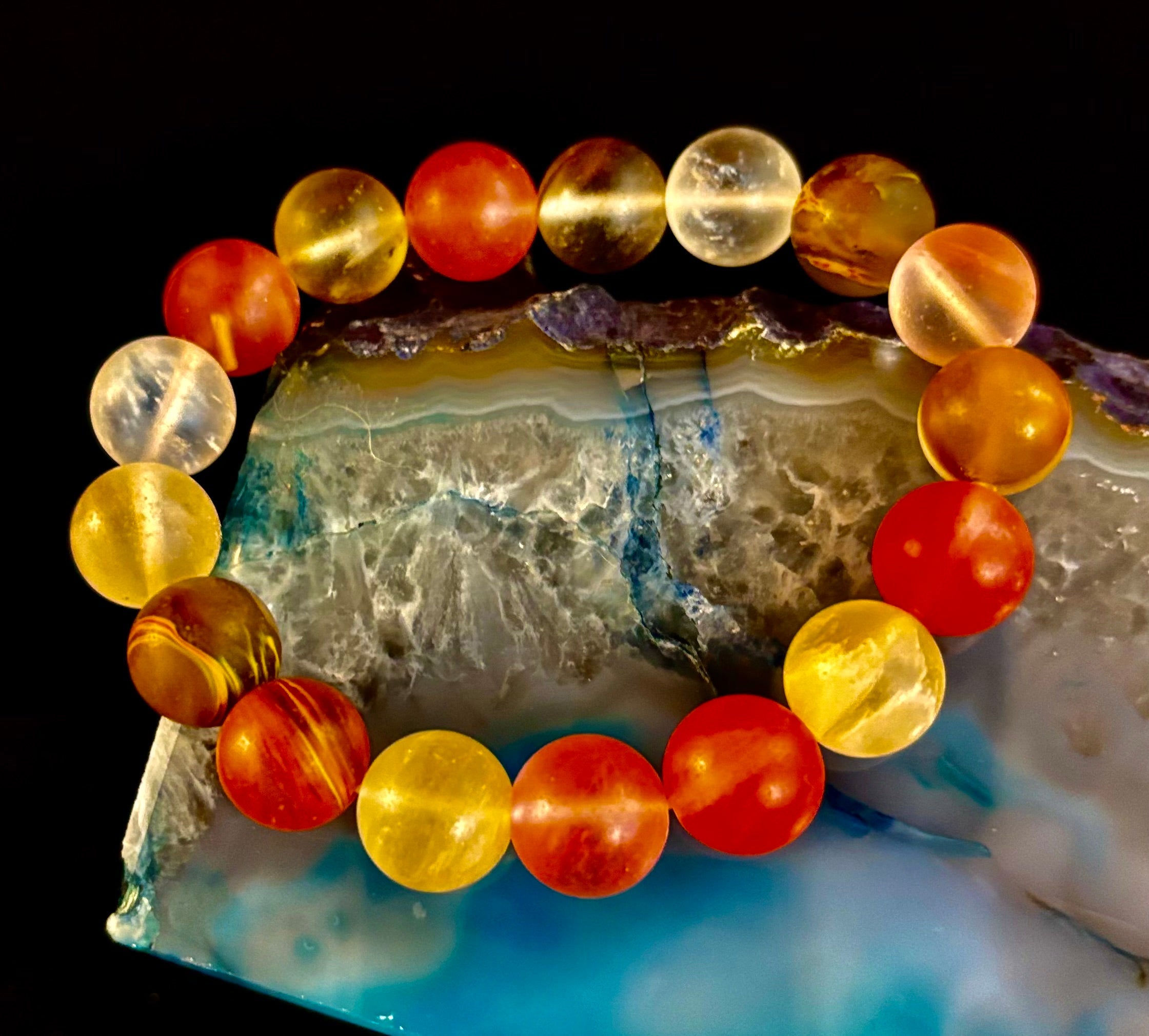 Solar Glow Cherry Quartz Bracelet – 12mm Matte Reiki-Infused Energy Bracelet (Medium Fit) | | Wiccan Center