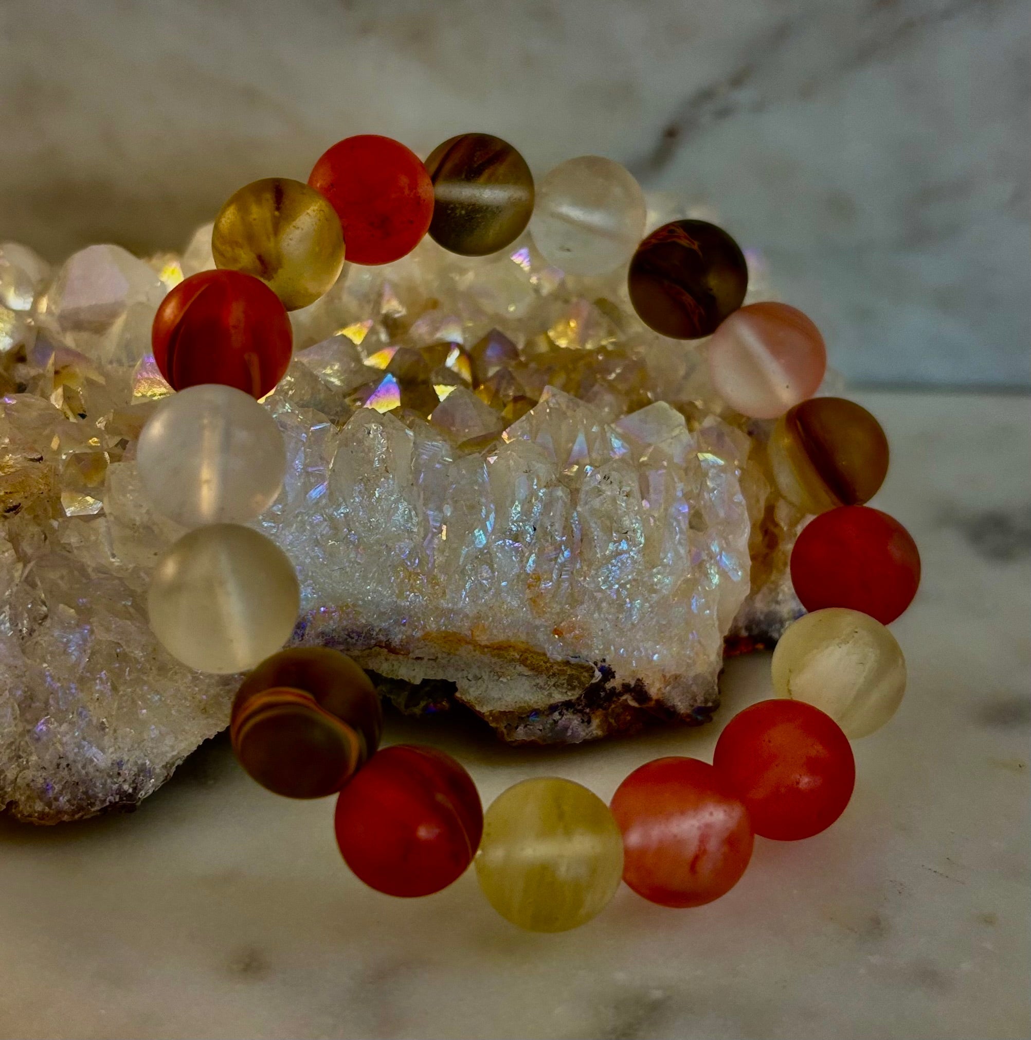 Solar Glow Cherry Quartz Bracelet – 12mm Matte Reiki-Infused Energy Bracelet (Medium Fit) | | Wiccan Center