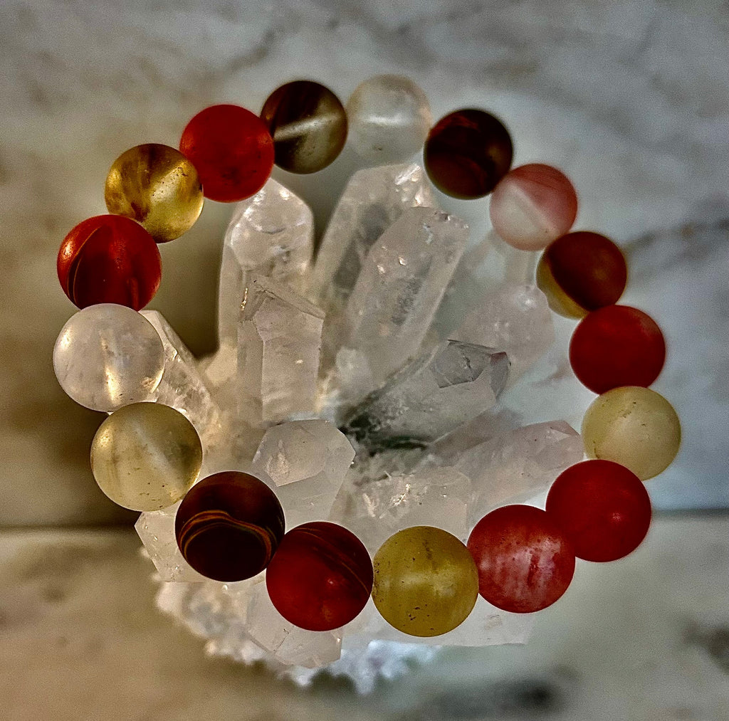Solar Glow Cherry Quartz Bracelet – 12mm Matte Reiki-Infused Energy Bracelet (Medium Fit) | | Wiccan Center