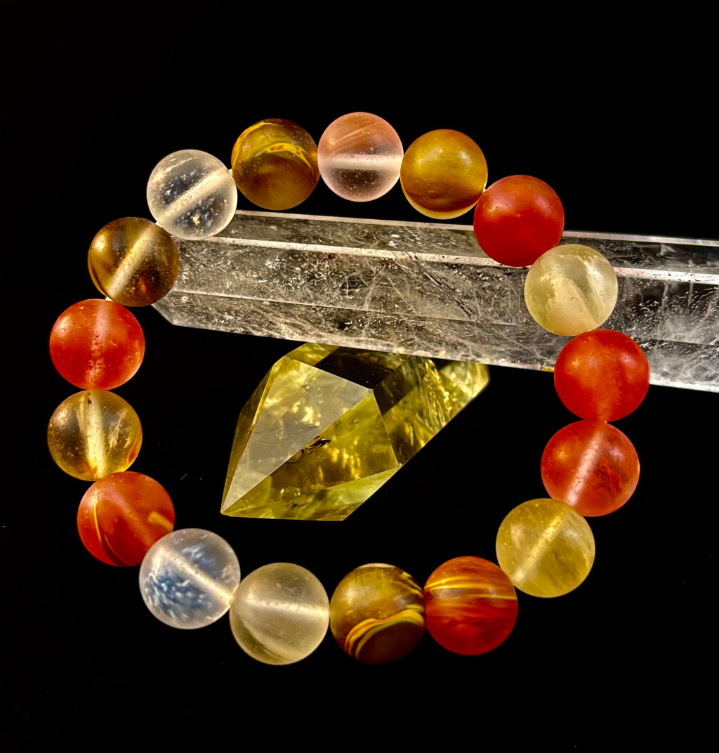 Solar Glow Cherry Quartz Bracelet – 12mm Matte Reiki-Infused Energy Bracelet (Medium Fit) | | Wiccan Center