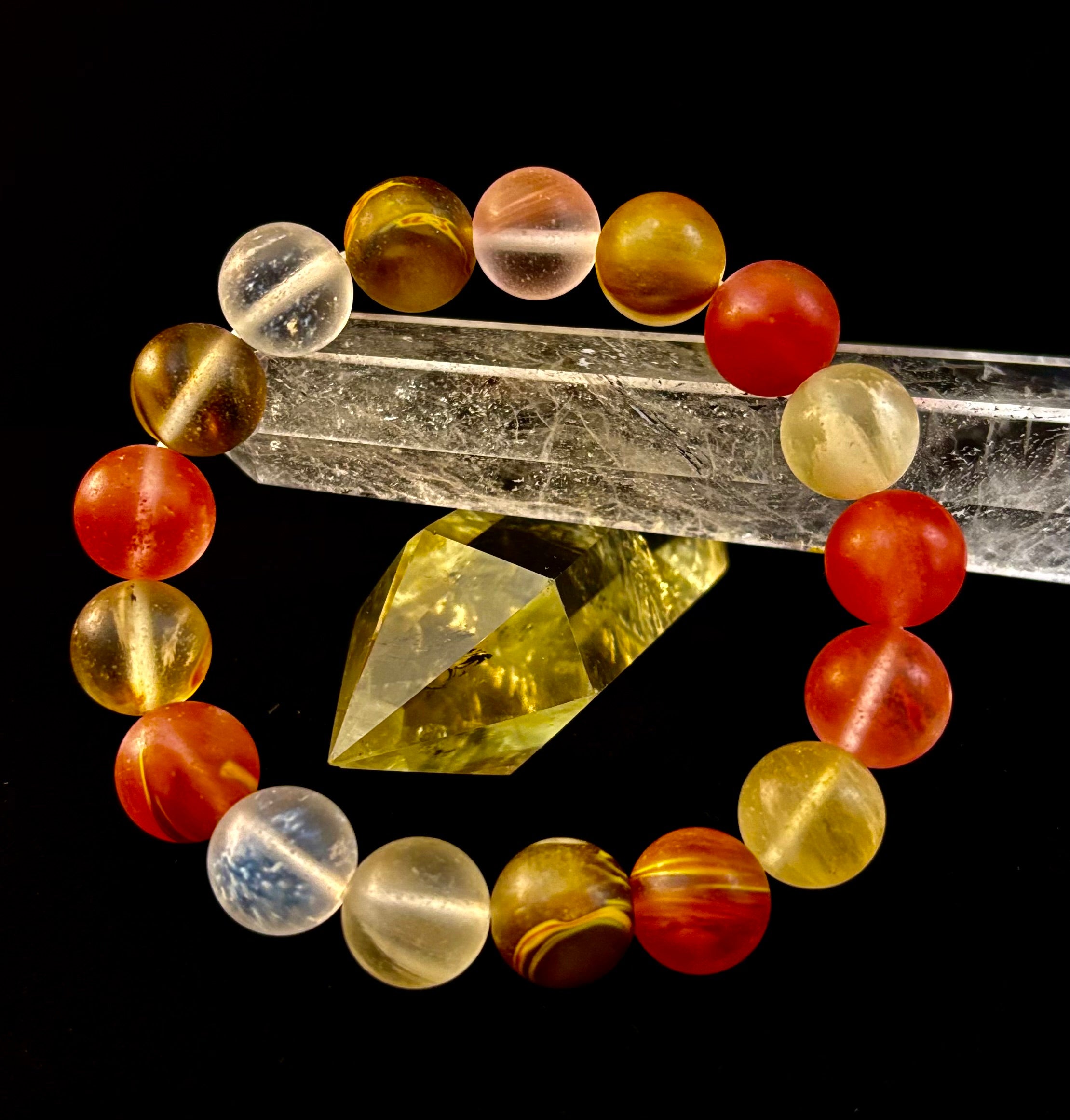 Solar Glow Cherry Quartz Bracelet – 12mm Matte Reiki-Infused Energy Bracelet (Medium Fit) | | Wiccan Center