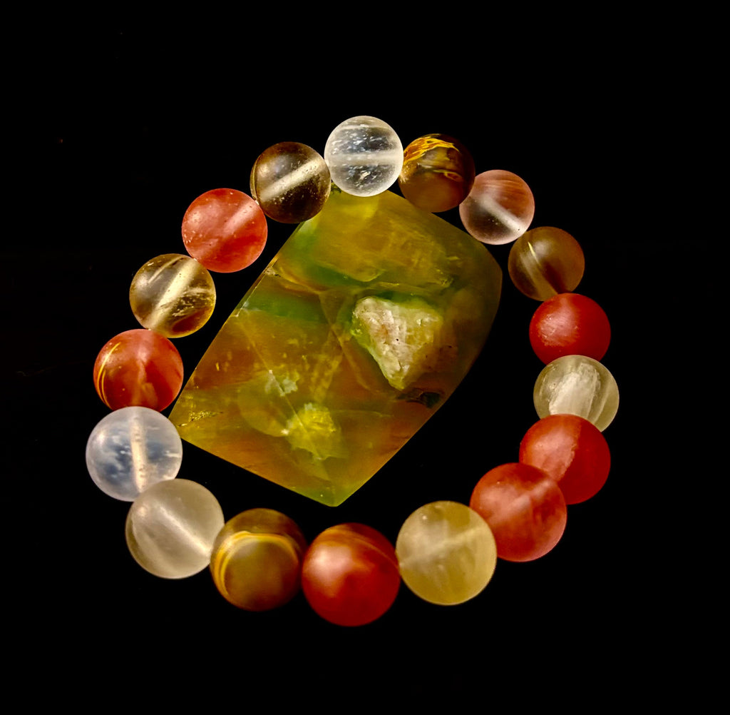 Solar Glow Cherry Quartz Bracelet – 12mm Matte Reiki-Infused Energy Bracelet (Medium Fit) | | Wiccan Center