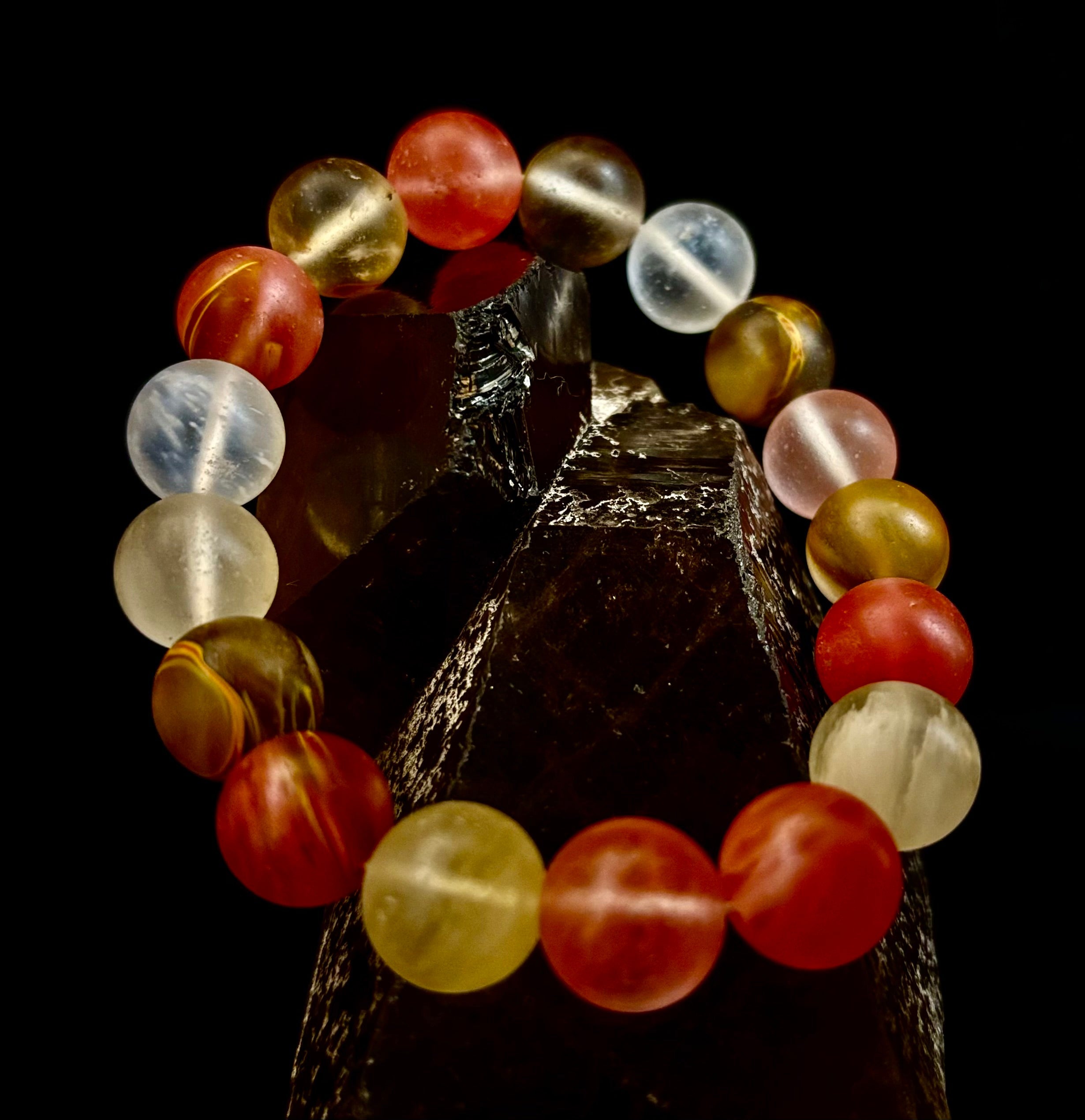 Solar Glow Cherry Quartz Bracelet – 12mm Matte Reiki-Infused Energy Bracelet (Medium Fit) | | Wiccan Center