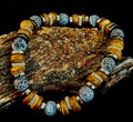 Earthforge Mixed Material Bracelet – Stone, Wood & Metal | Grounding, Strength & Balance | Reiki-Infused Bracelet for Medium to Large Wrists | | Wiccan Center