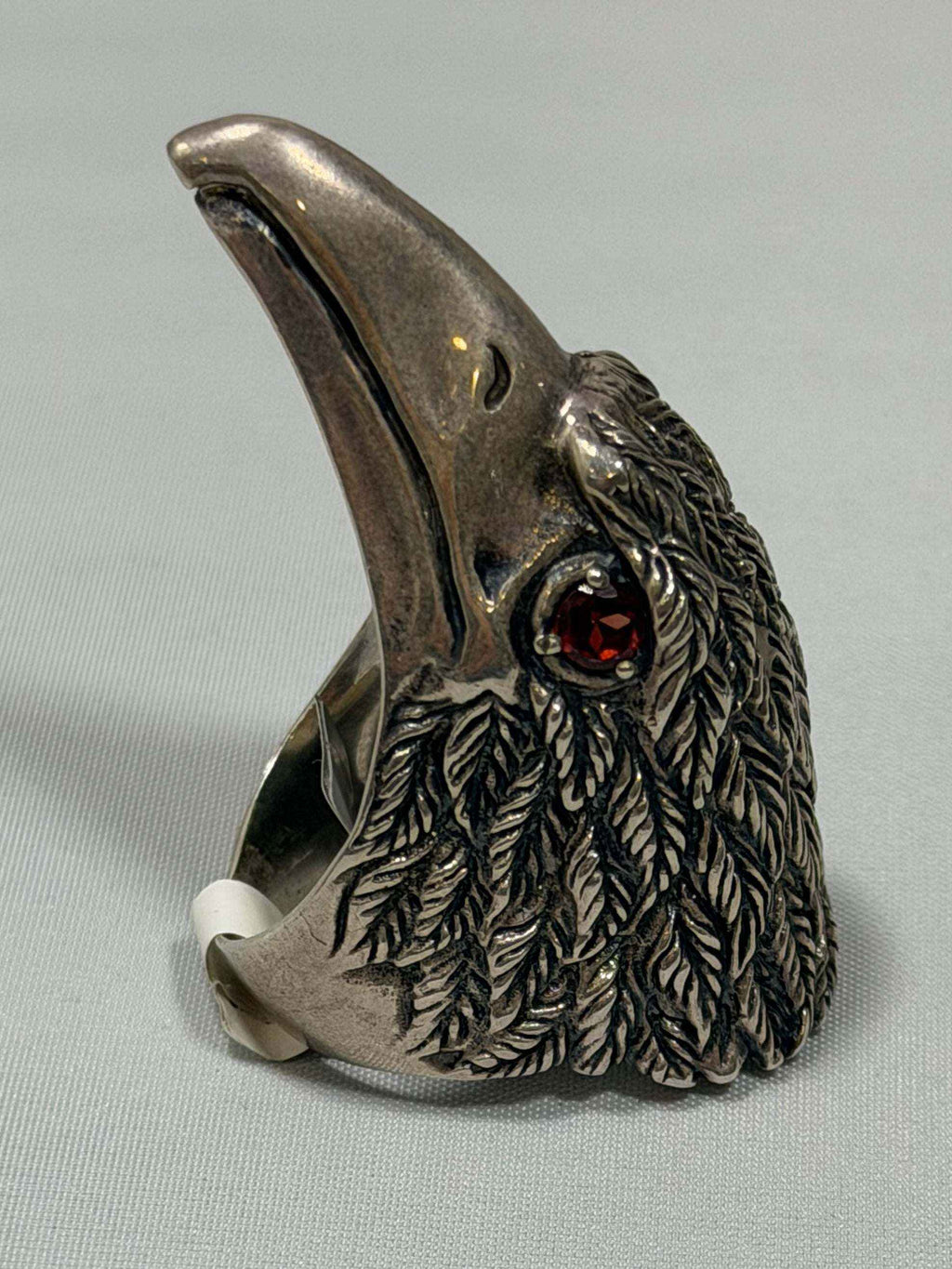 Sterling Silver Raptor Ring - Size 10 - Garnet Eyes | Rings | Wiccan Center
