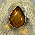 Amber Teardrop Ring - Sterling Silver - Size 6 | Rings | Wiccan Center