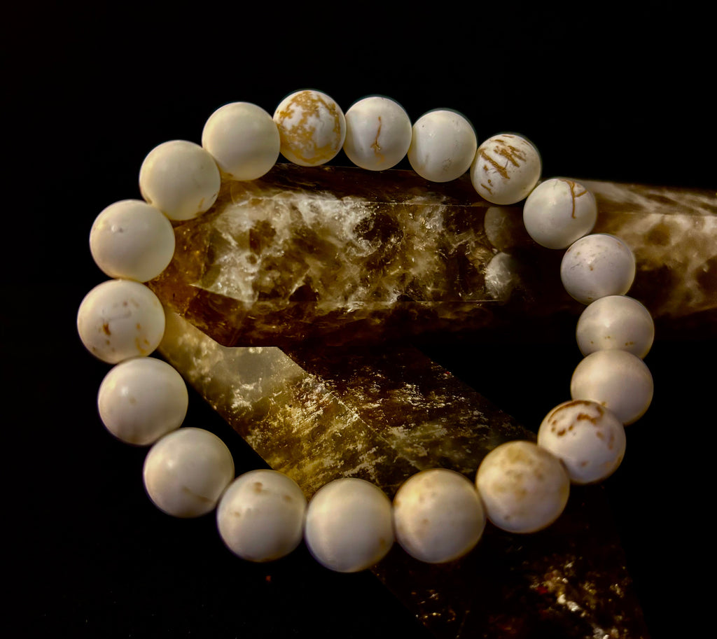 Pure Calm White Turquoise Bracelet – 10mm Matte Reiki-Infused Power Bracelet (Medium Fit) | | Wiccan Center