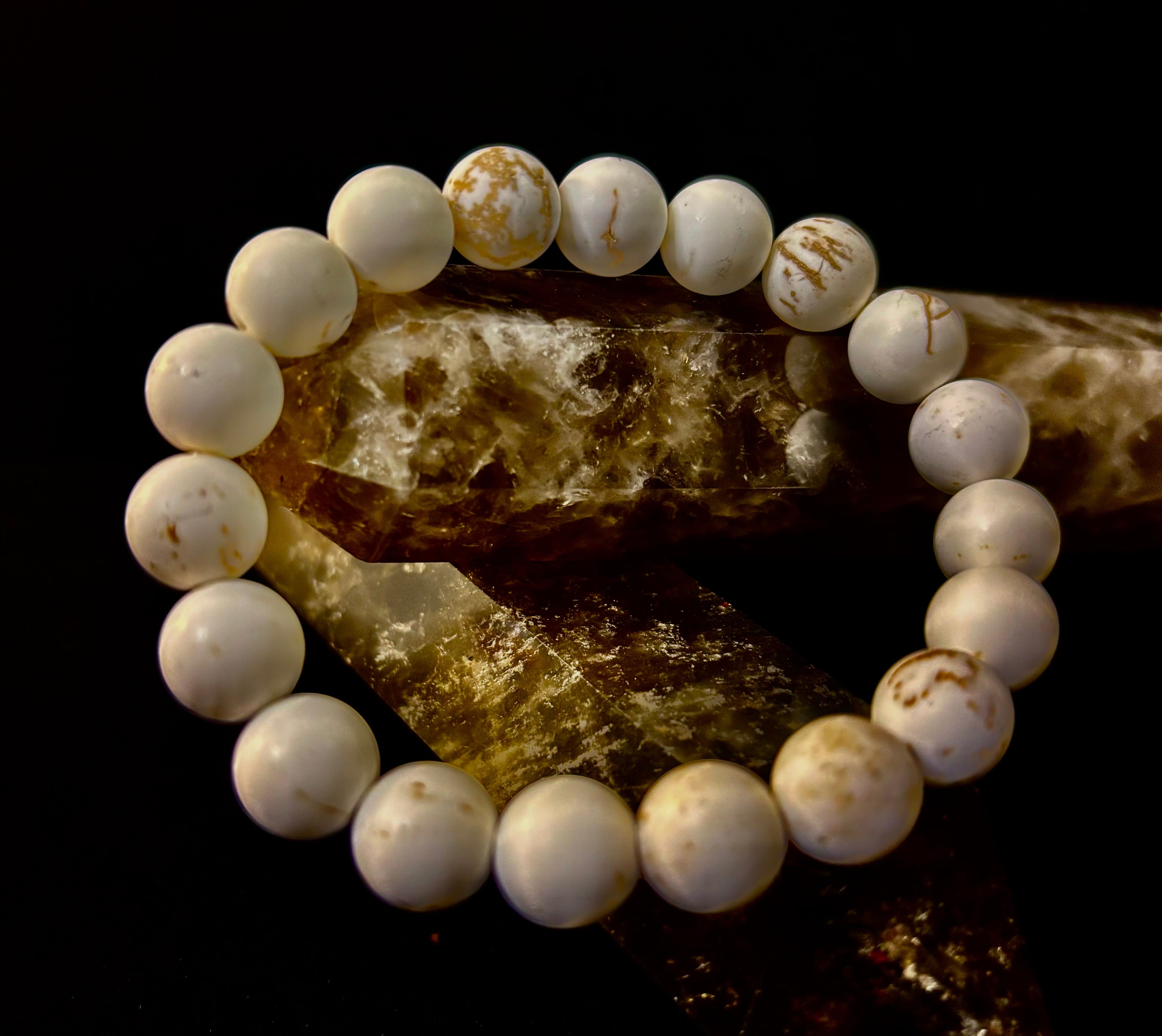 Pure Calm White Turquoise Bracelet – 10mm Matte Reiki-Infused Power Bracelet (Medium Fit) | | Wiccan Center