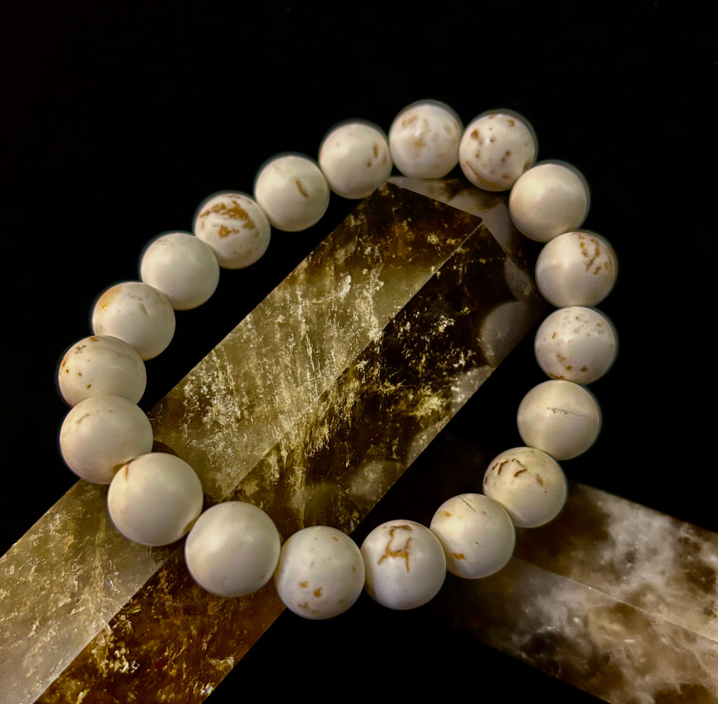 Pure Calm White Turquoise Bracelet – 10mm Matte Reiki-Infused Power Bracelet (Medium Fit) | | Wiccan Center
