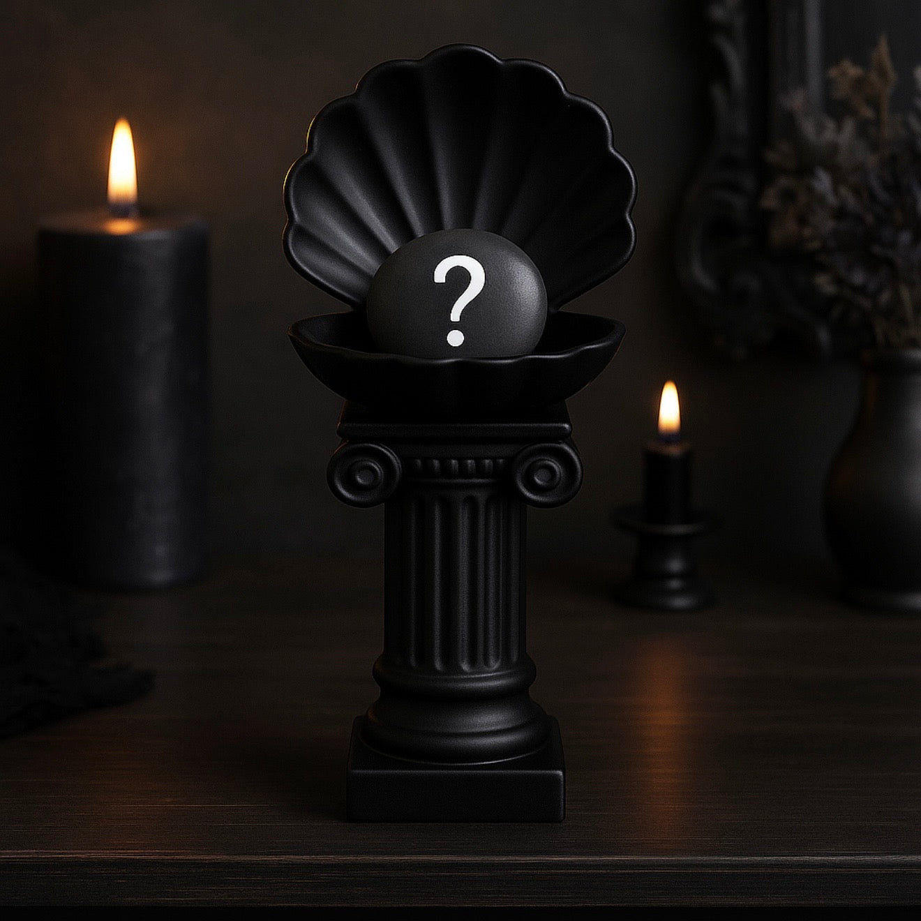 Black Gothic Clam Shell Crystal Pebble Holder – Dark Stone Like 3D Pedestal by KREATEUR Studio (Beta) | | Wiccan Center