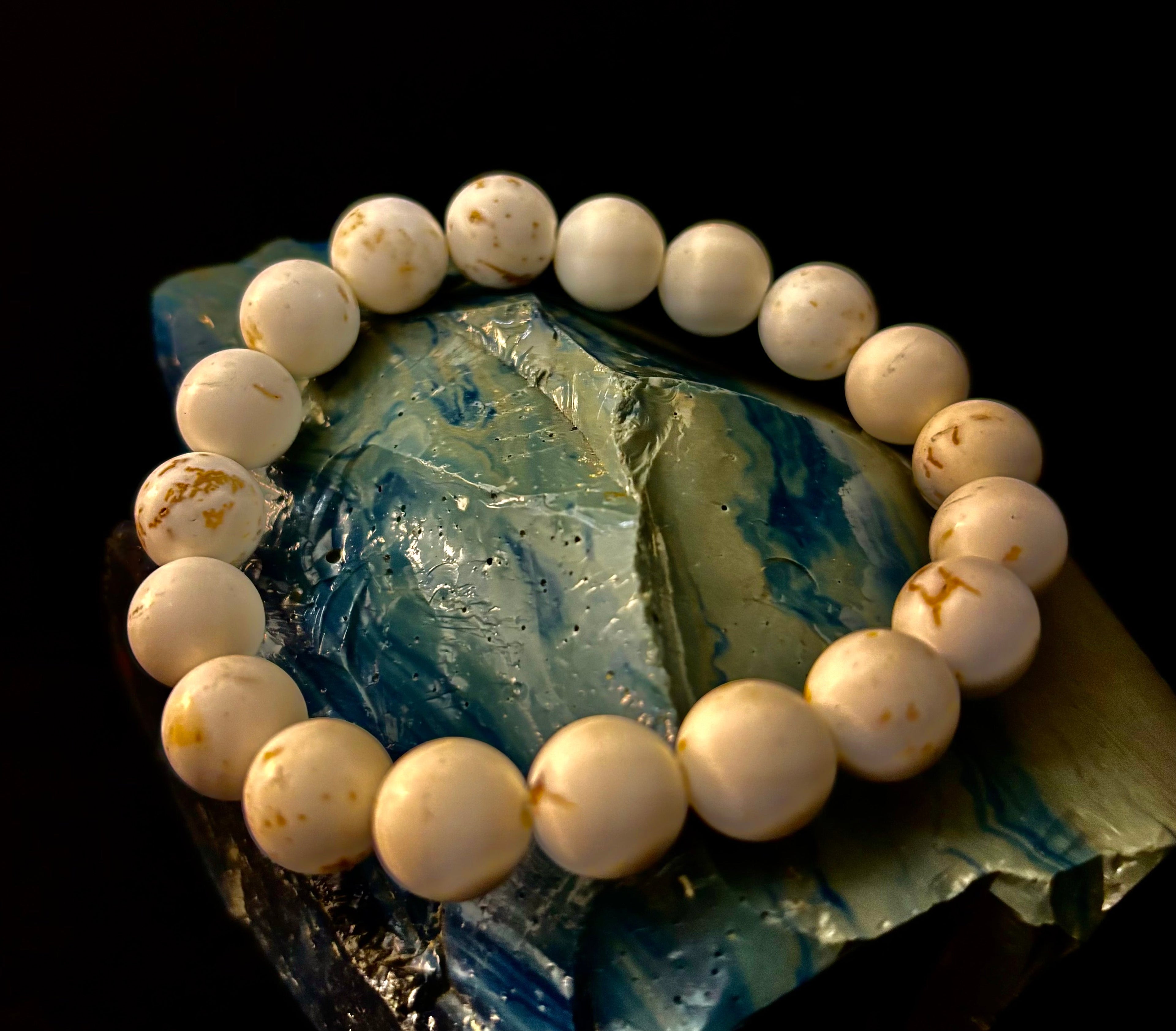 Pure Calm White Turquoise Bracelet – 10mm Matte Reiki-Infused Power Bracelet (Medium Fit) | | Wiccan Center