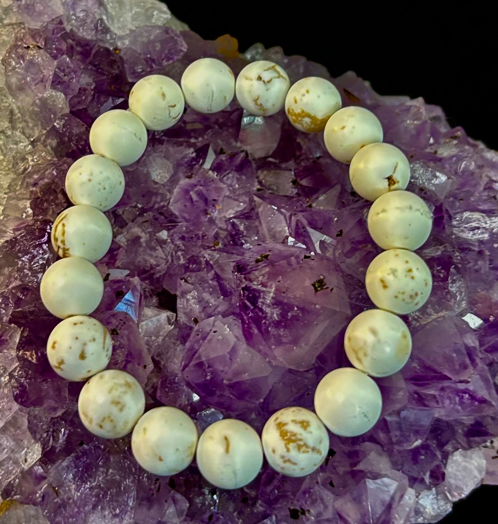 Pure Calm White Turquoise Bracelet – 10mm Matte Reiki-Infused Power Bracelet (Medium Fit) | | Wiccan Center