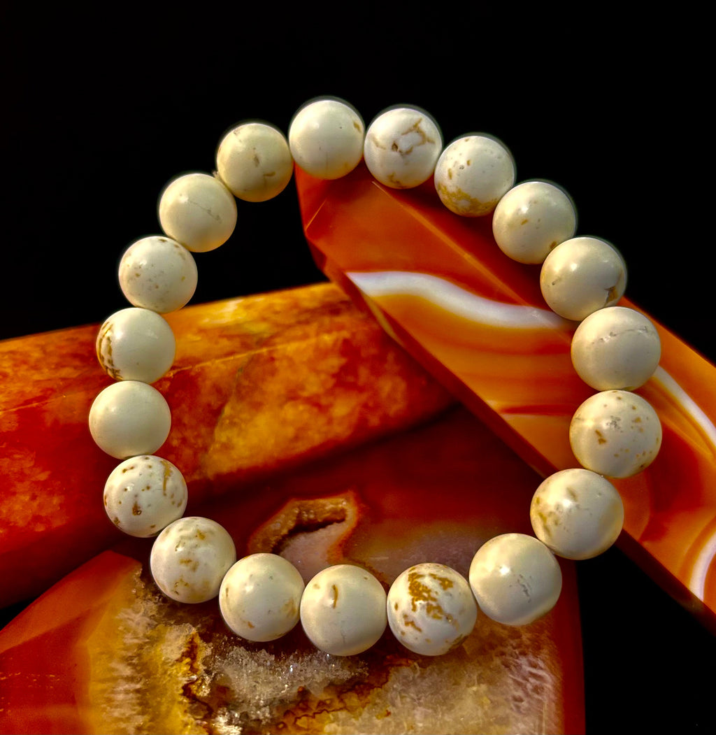 Pure Calm White Turquoise Bracelet – 10mm Matte Reiki-Infused Power Bracelet (Medium Fit) | | Wiccan Center