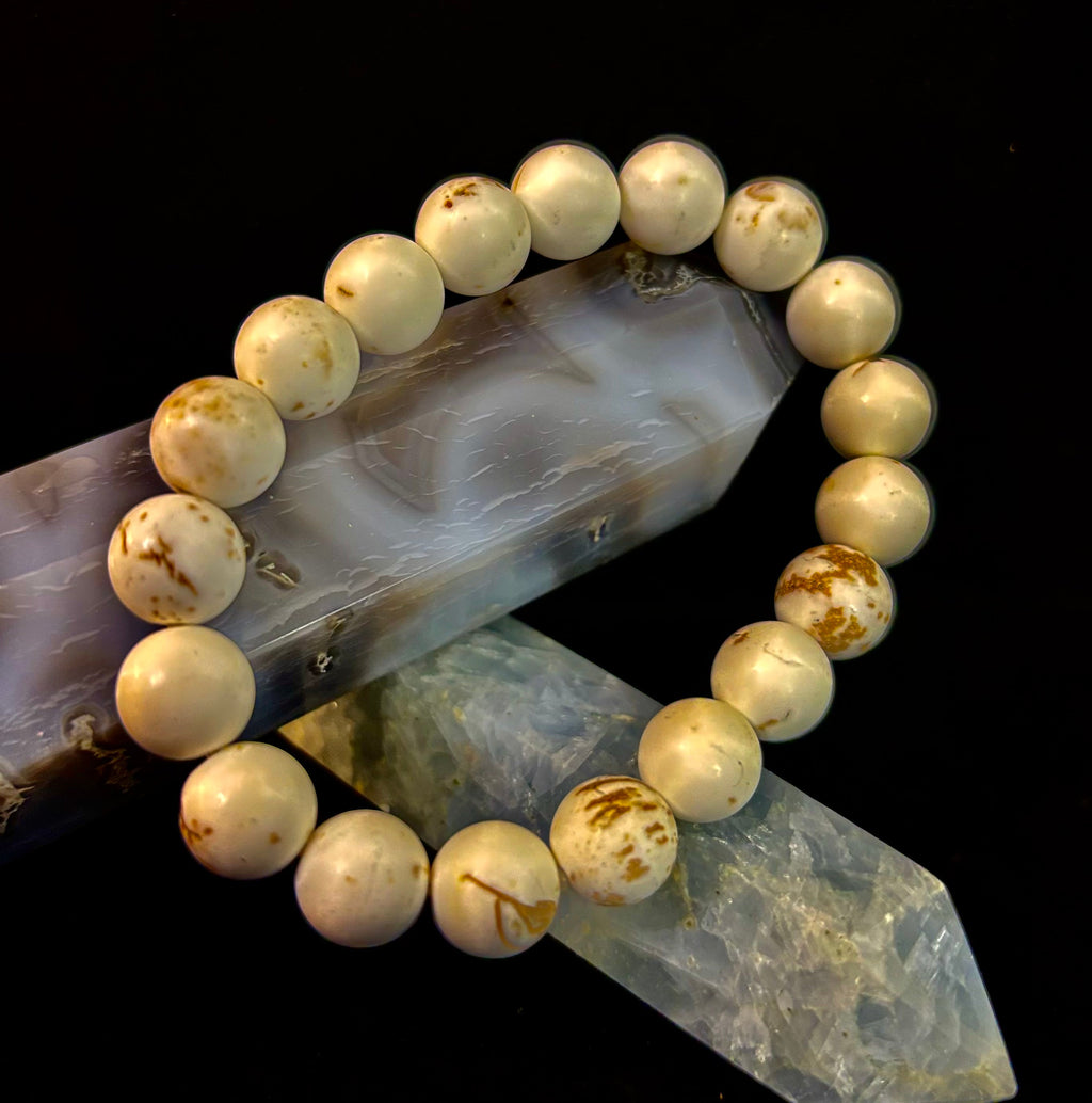 Pure Calm White Turquoise Bracelet – 10mm Matte Reiki-Infused Power Bracelet (Medium Fit) | | Wiccan Center