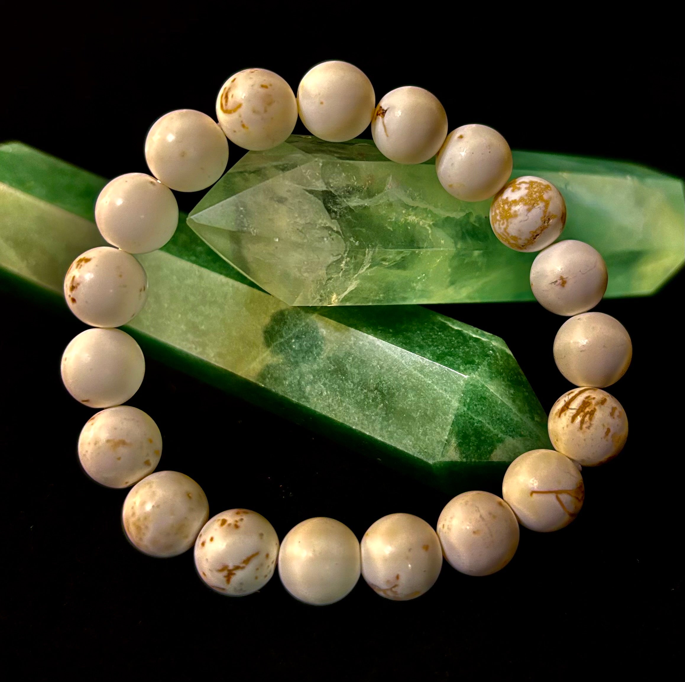 Pure Calm White Turquoise Bracelet – 10mm Matte Reiki-Infused Power Bracelet (Medium Fit) | | Wiccan Center
