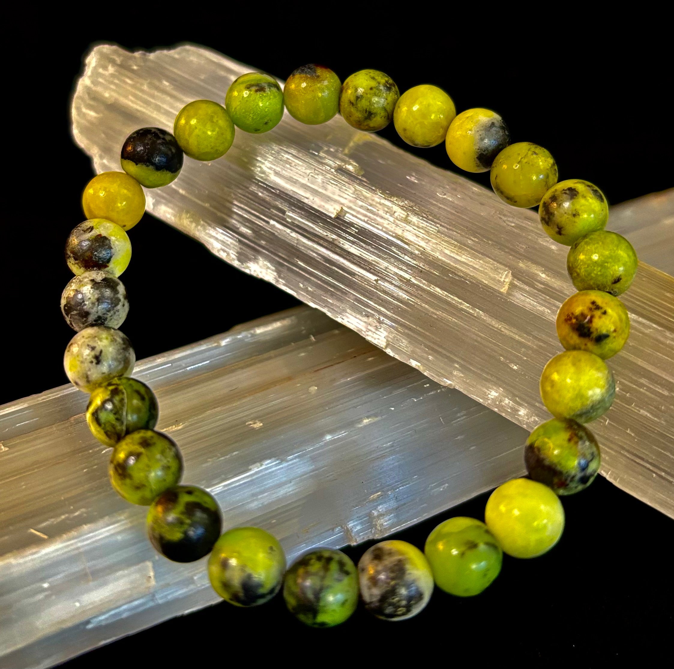 Vital Earth Serpentine Bracelet – 8mm Reiki-Infused Healing & Transformation Gemstone (7.5” Fit) | | Wiccan Center