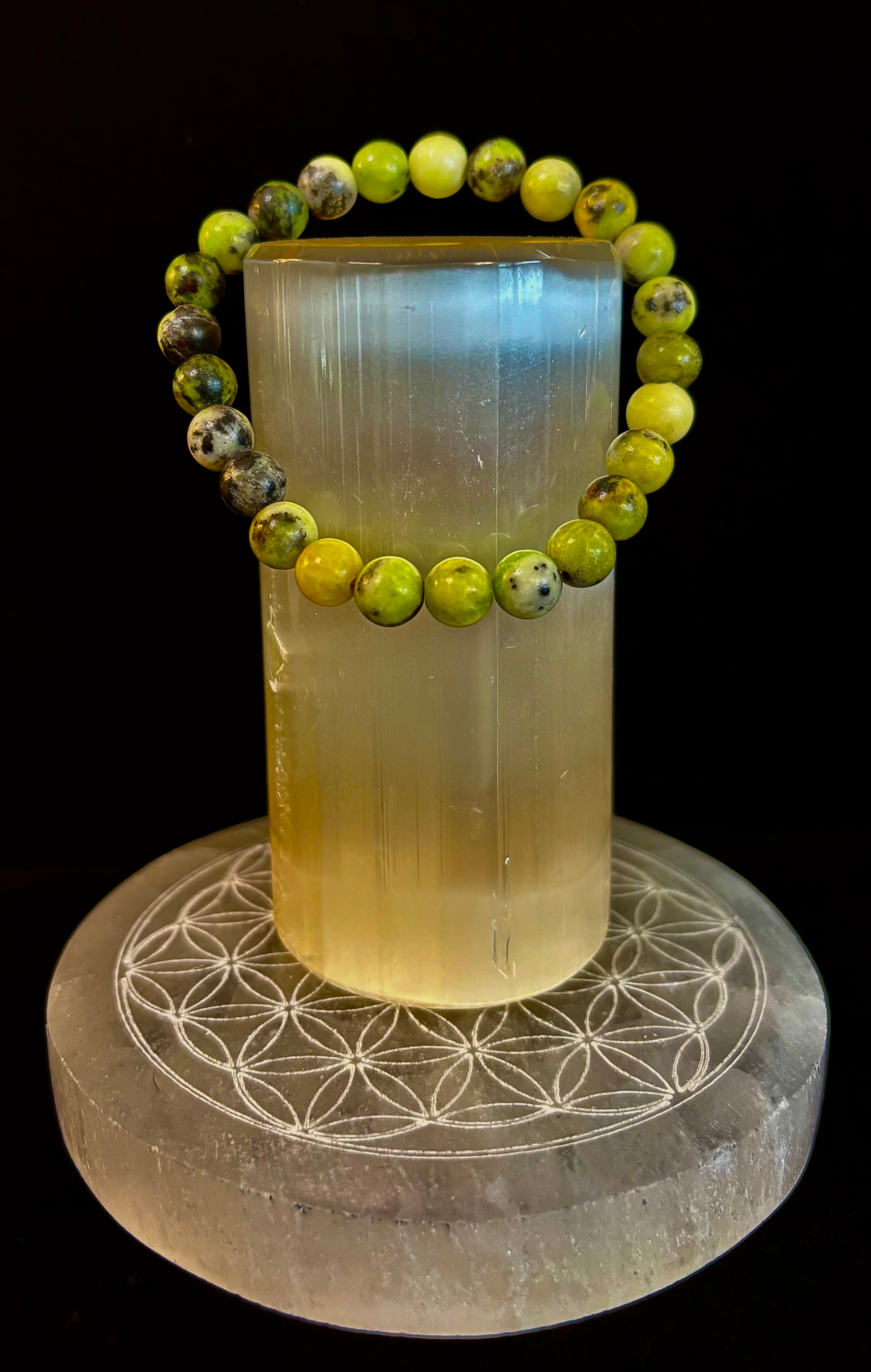 Vital Earth Serpentine Bracelet – 8mm Reiki-Infused Healing & Transformation Gemstone (7.5” Fit) | | Wiccan Center