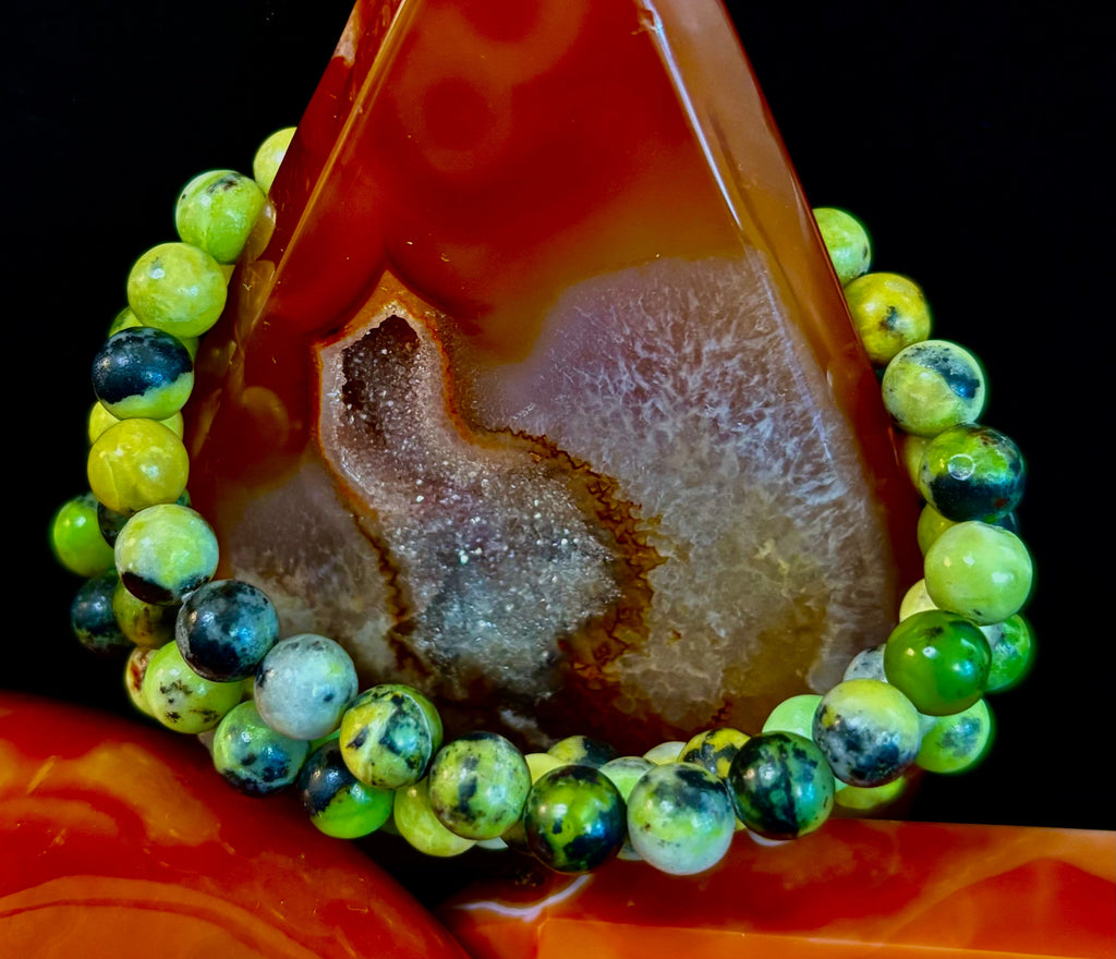 Vital Earth Serpentine Bracelet – 8mm Reiki-Infused Healing & Transformation Gemstone (7.5” Fit) | | Wiccan Center