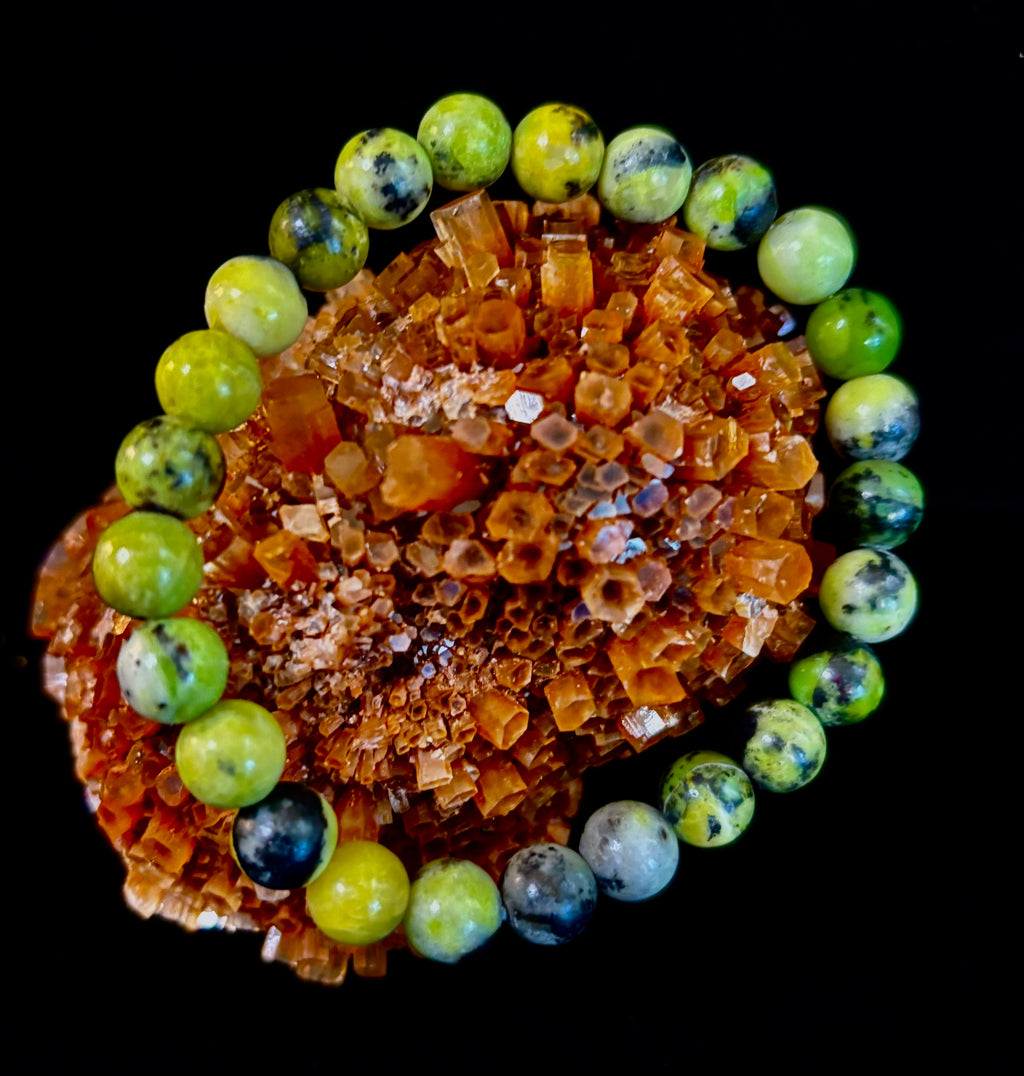 Vital Earth Serpentine Bracelet – 8mm Reiki-Infused Healing & Transformation Gemstone (7.5” Fit) | | Wiccan Center