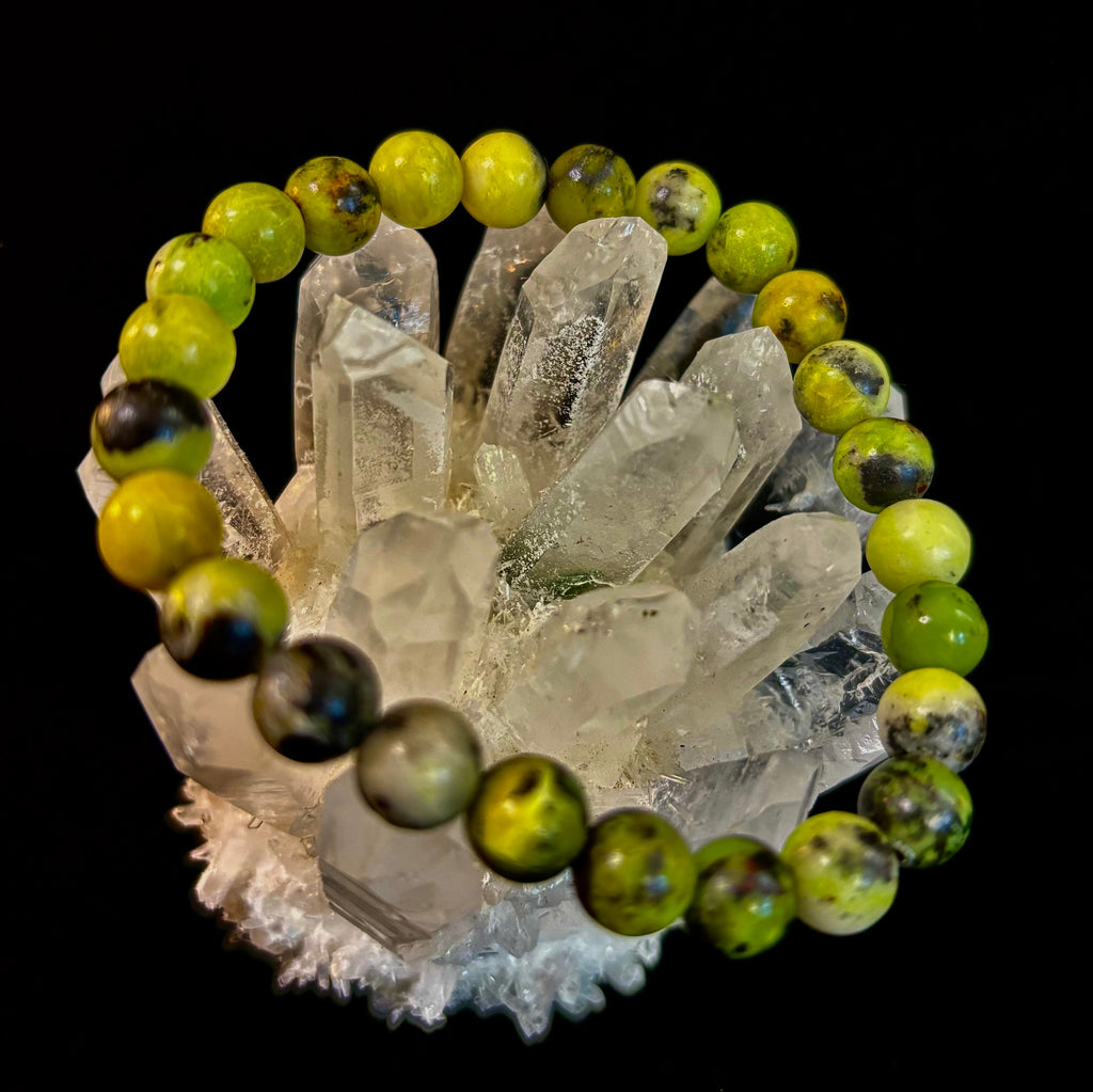 Vital Earth Serpentine Bracelet – 8mm Reiki-Infused Healing & Transformation Gemstone (7.5” Fit) | | Wiccan Center