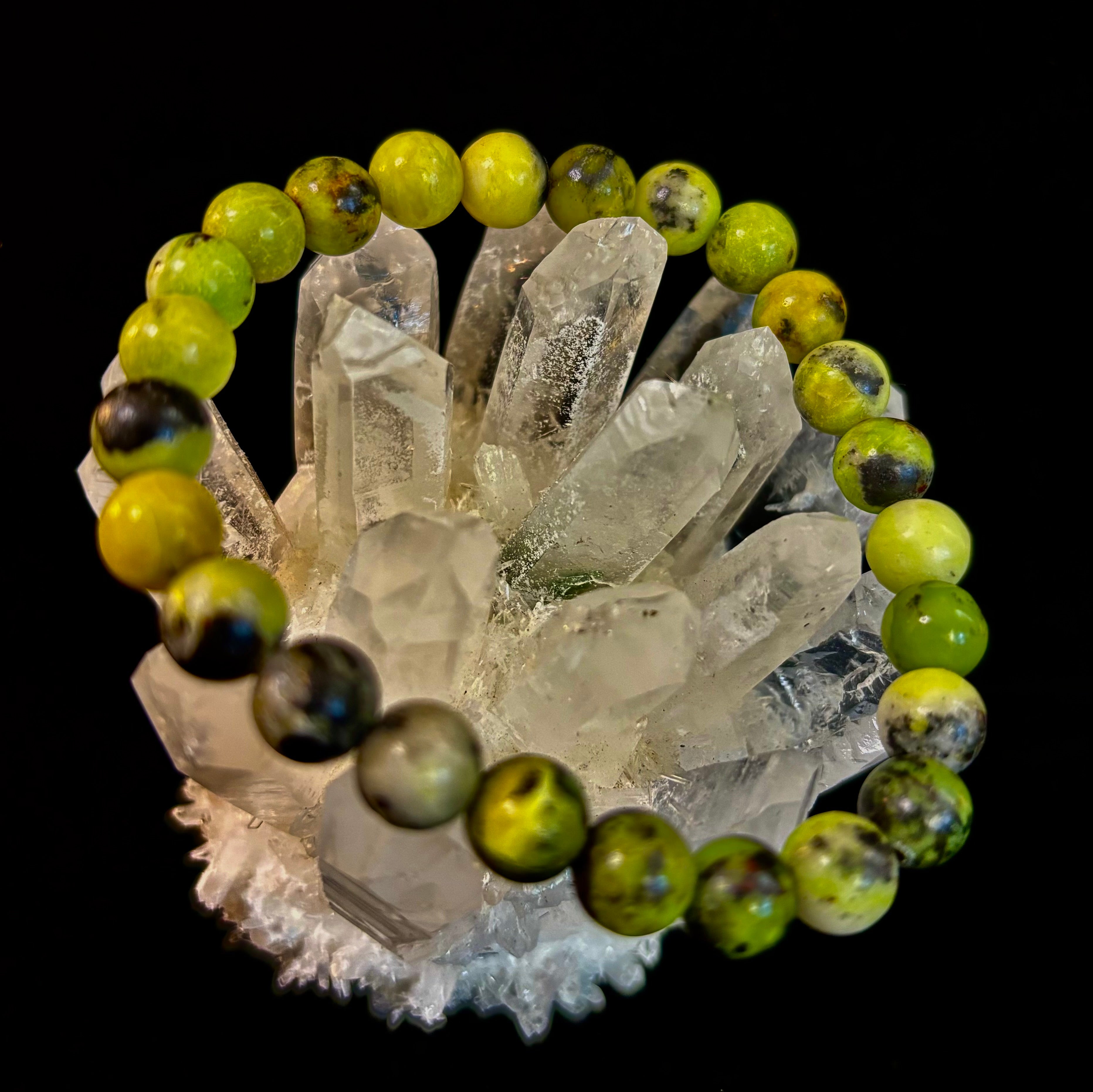 Vital Earth Serpentine Bracelet – 8mm Reiki-Infused Healing & Transformation Gemstone (7.5” Fit) | | Wiccan Center