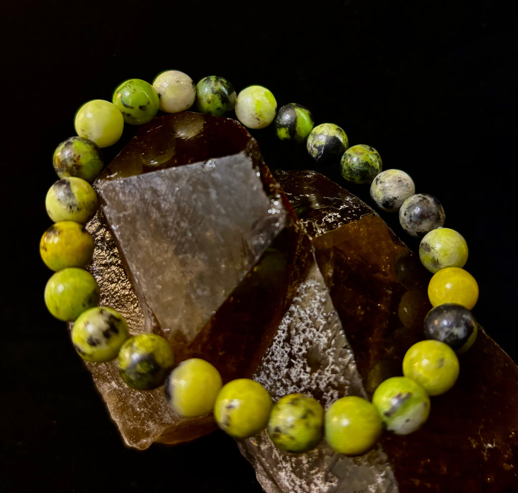 Vital Earth Serpentine Bracelet – 8mm Reiki-Infused Healing & Transformation Gemstone (7.5” Fit) | | Wiccan Center