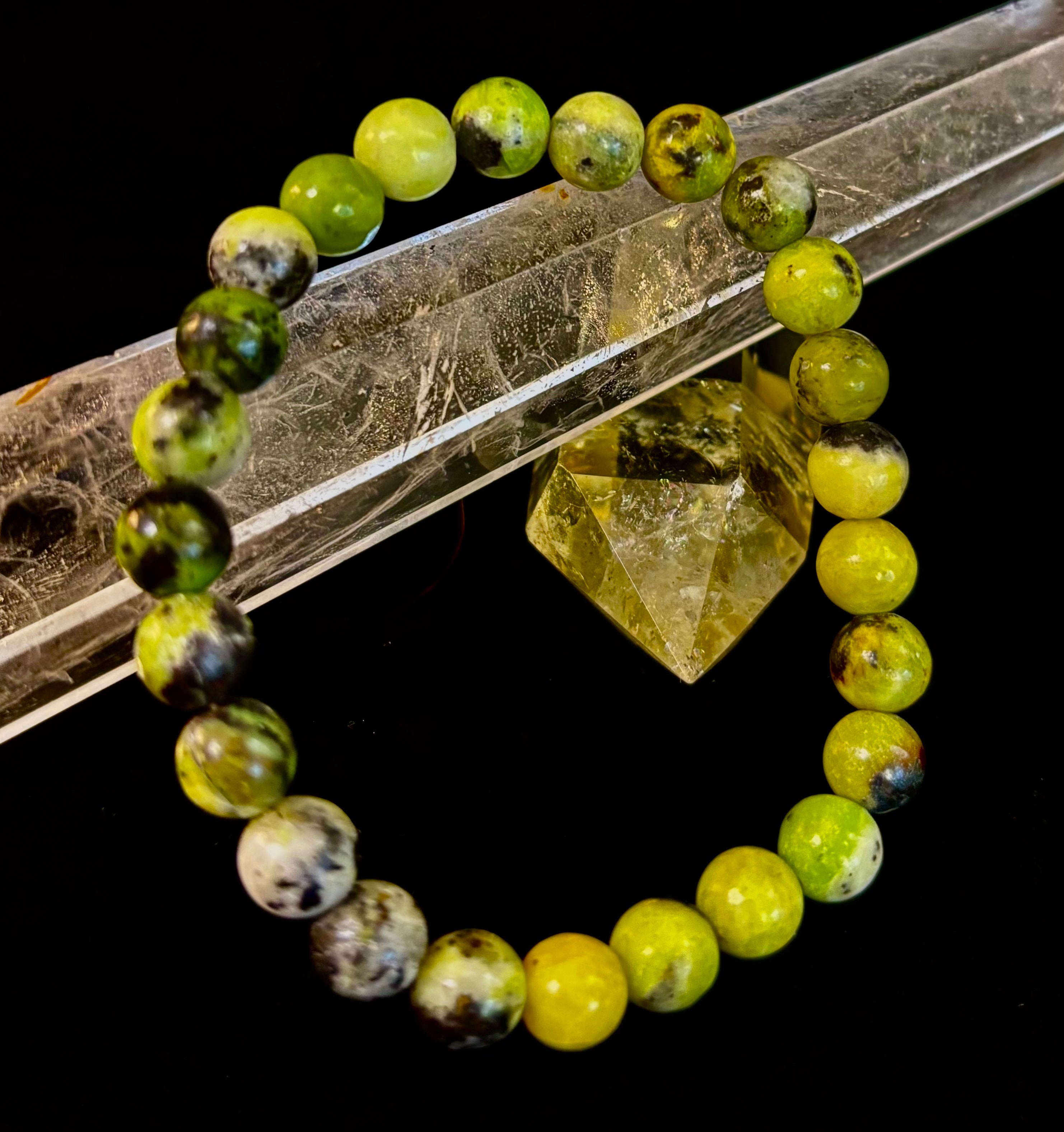 Vital Earth Serpentine Bracelet – 8mm Reiki-Infused Healing & Transformation Gemstone (7.5” Fit) | | Wiccan Center