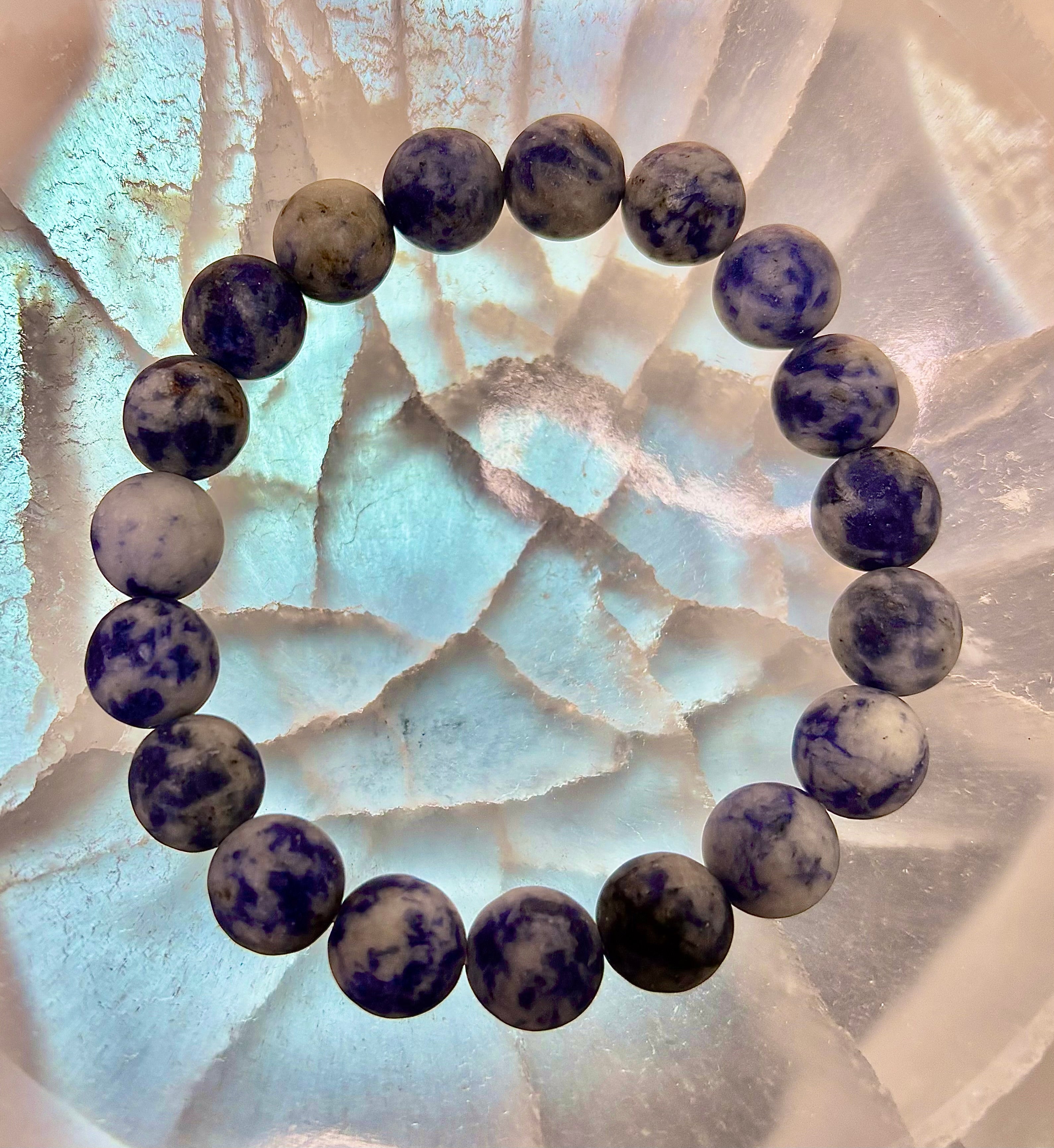 Clarity Stone Sodalite Bracelet – 10mm Matte Reiki-Infused Calm & Communication Power Bracelet (Medium–Large Fit) | | Wiccan Center