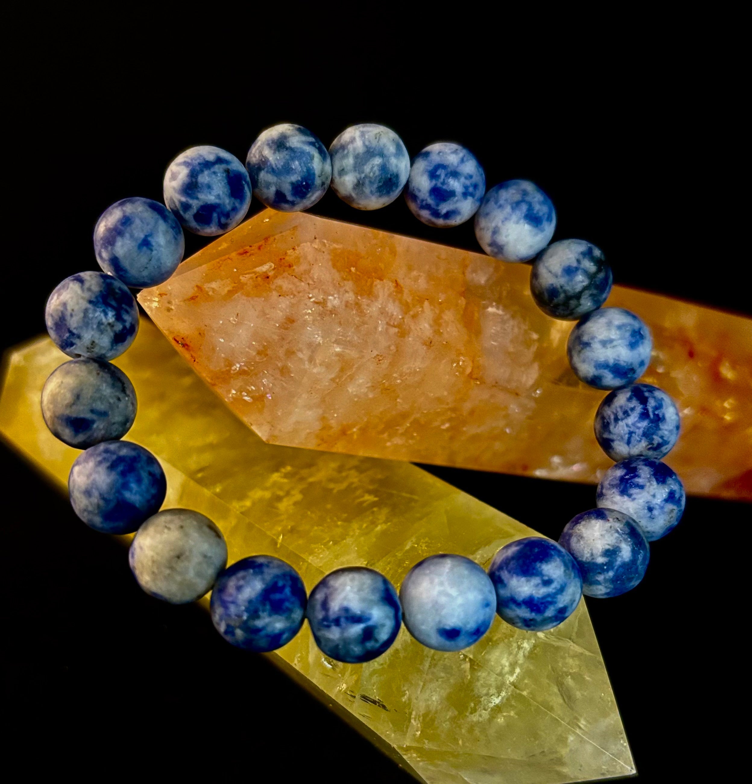 Clarity Stone Sodalite Bracelet – 10mm Matte Reiki-Infused Calm & Communication Power Bracelet (Medium–Large Fit) | | Wiccan Center