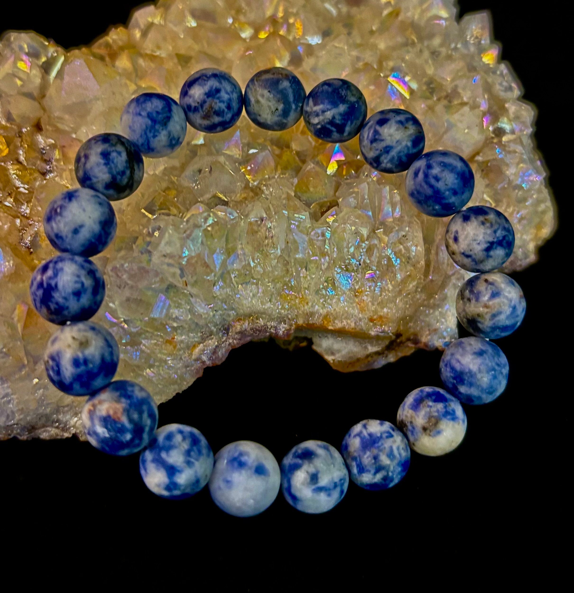 Clarity Stone Sodalite Bracelet – 10mm Matte Reiki-Infused Calm & Communication Power Bracelet (Medium–Large Fit) | | Wiccan Center