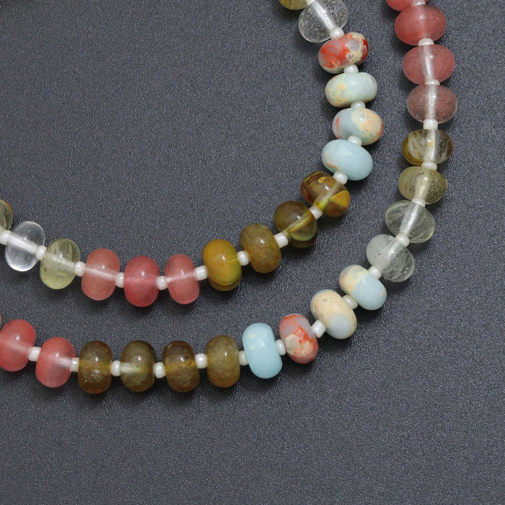 Mixed Roundelee Gemstone Beads necklace, sku#EF813