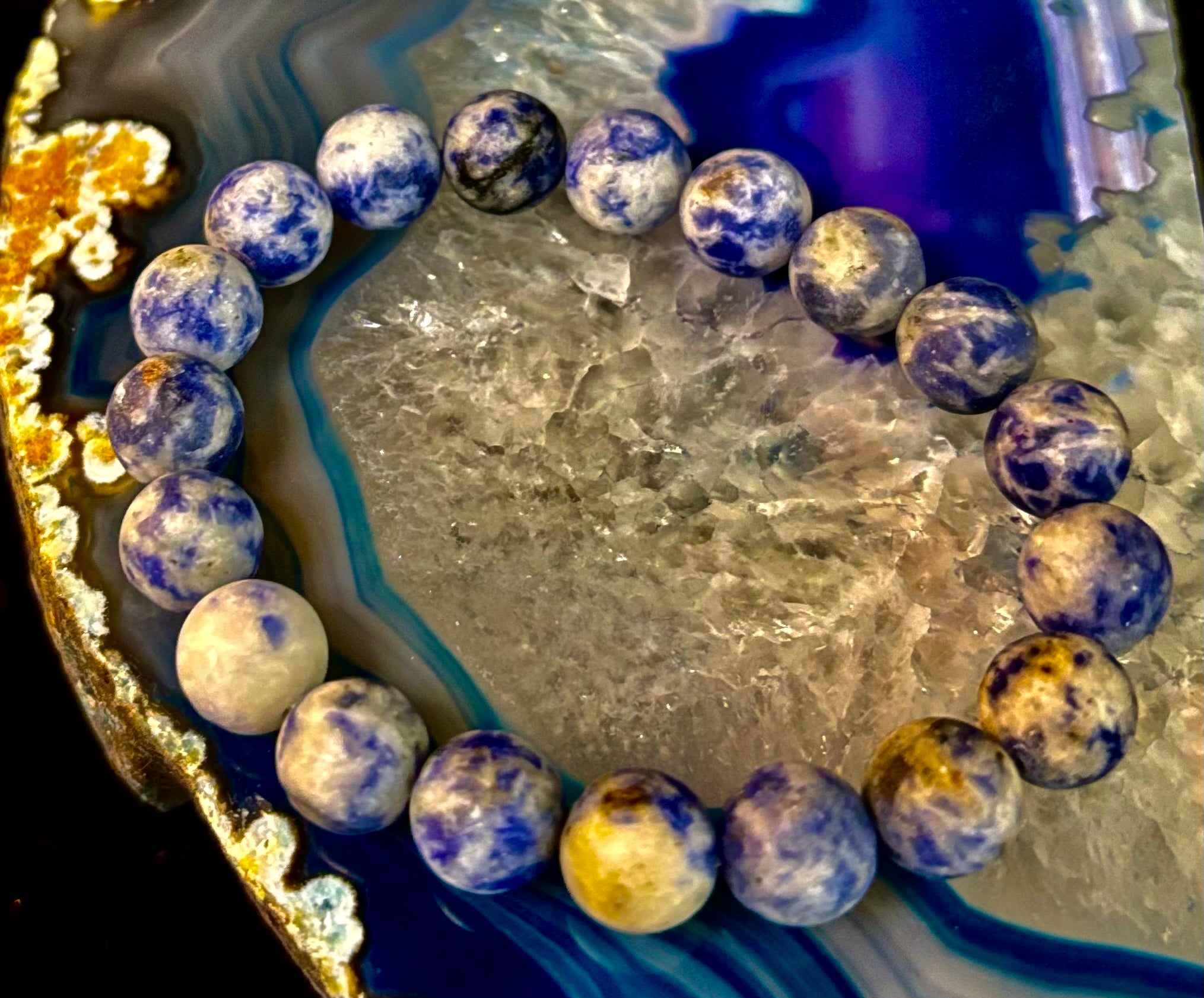 Clarity Stone Sodalite Bracelet – 10mm Matte Reiki-Infused Calm & Communication Power Bracelet (Medium–Large Fit) | | Wiccan Center