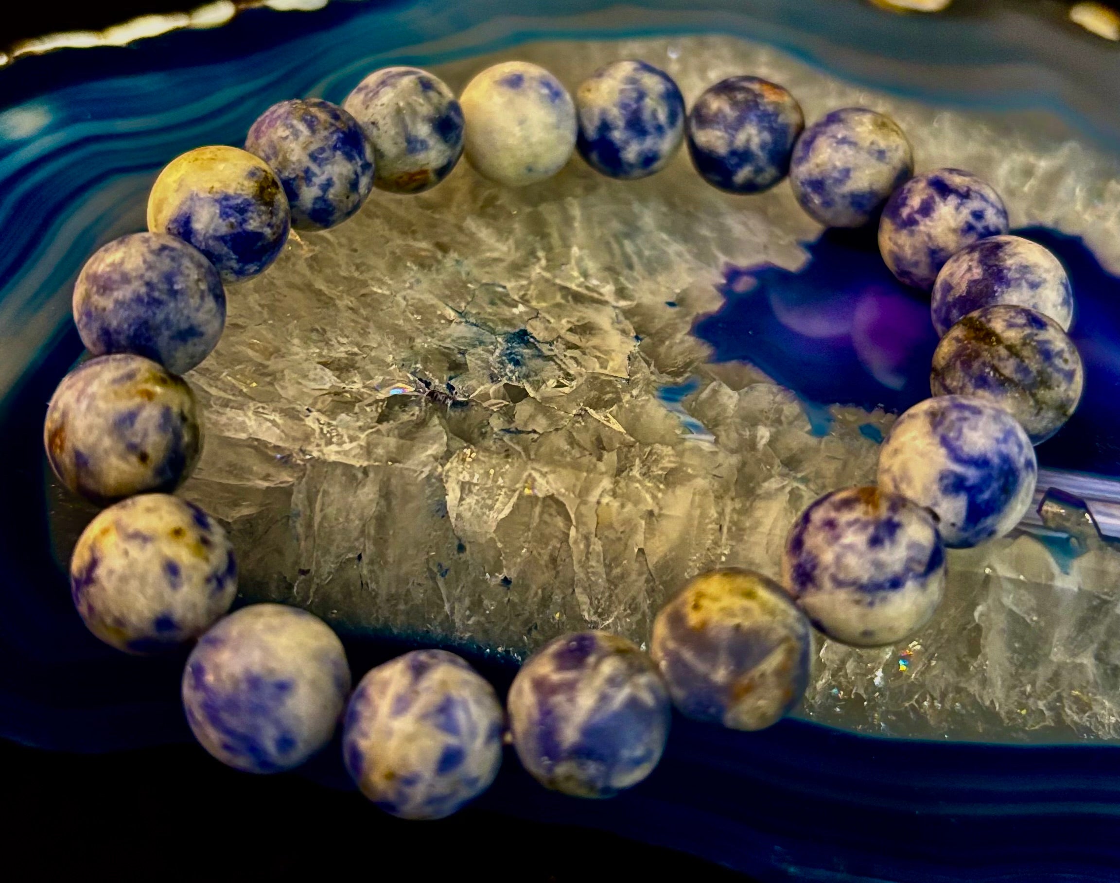Clarity Stone Sodalite Bracelet – 10mm Matte Reiki-Infused Calm & Communication Power Bracelet (Medium–Large Fit) | | Wiccan Center