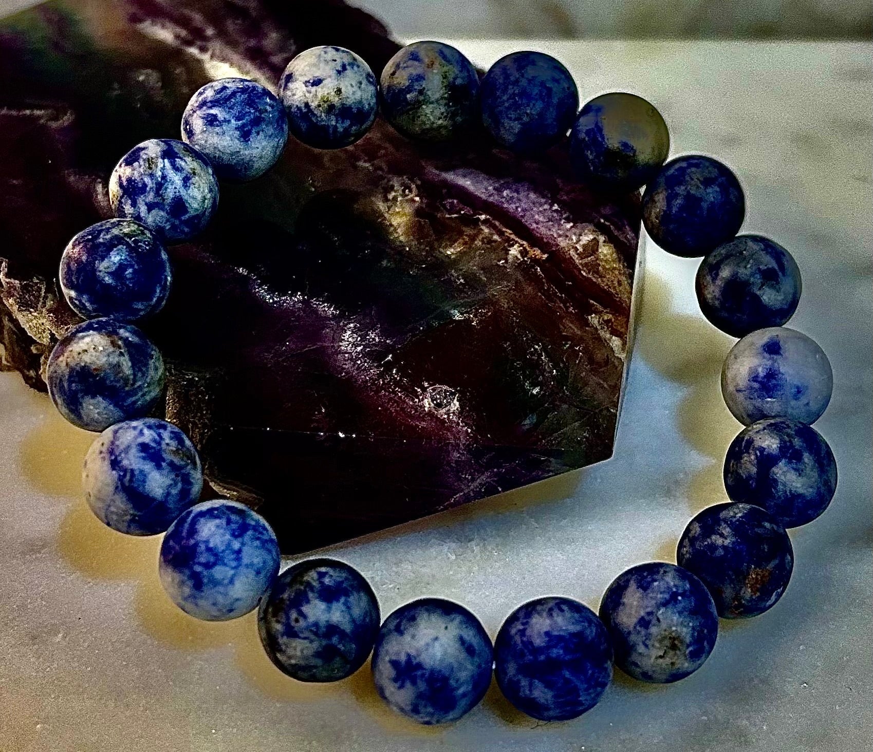 Clarity Stone Sodalite Bracelet – 10mm Matte Reiki-Infused Calm & Communication Power Bracelet (Medium–Large Fit) | | Wiccan Center