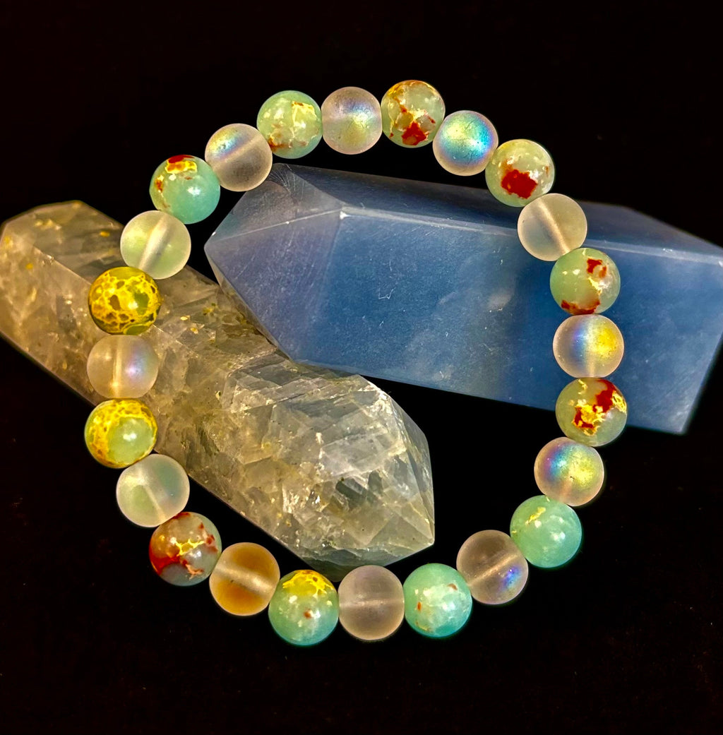🌊 Ocean Breeze Resin Bead Bracelet – Sea Glass Vibes | | Wiccan Center