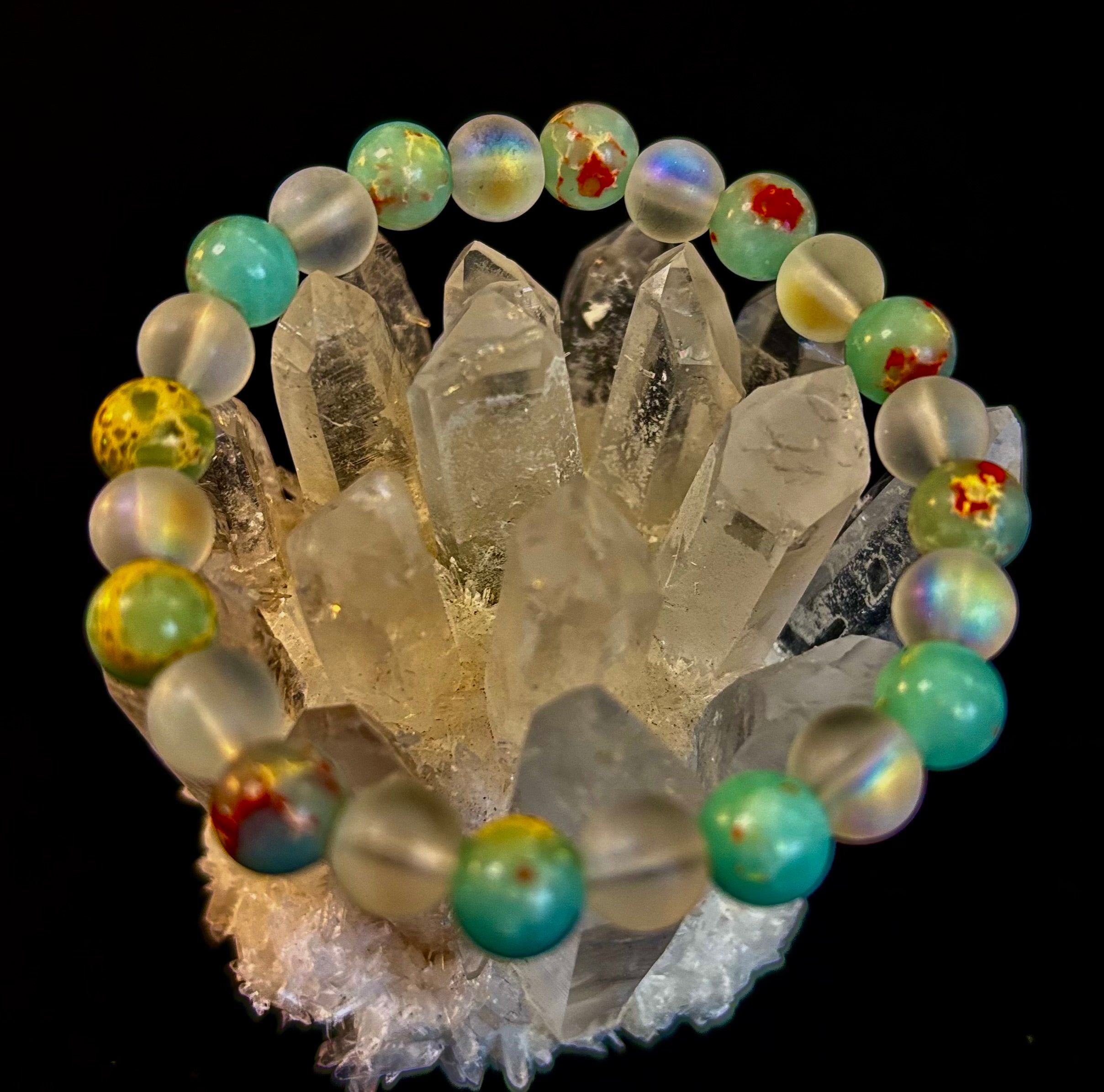 🌊 Ocean Breeze Resin Bead Bracelet – Sea Glass Vibes | | Wiccan Center