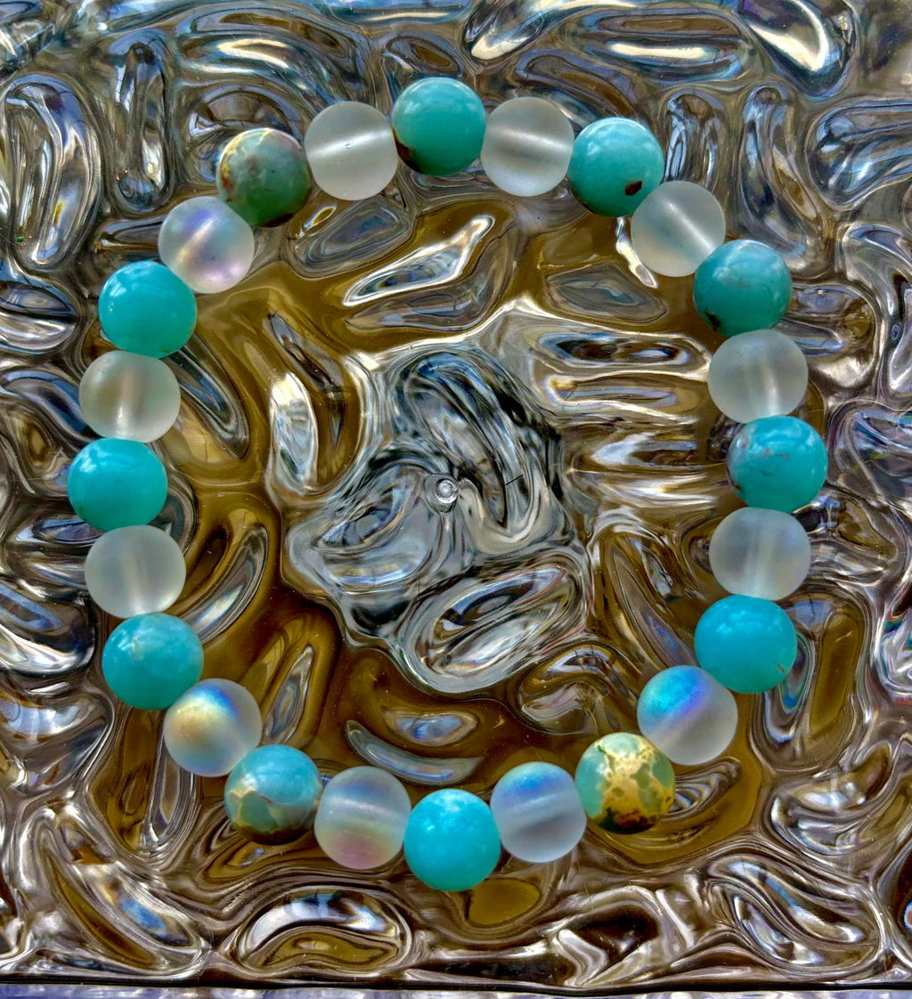 🌊 Ocean Breeze Resin Bead Bracelet – Sea Glass Vibes | | Wiccan Center