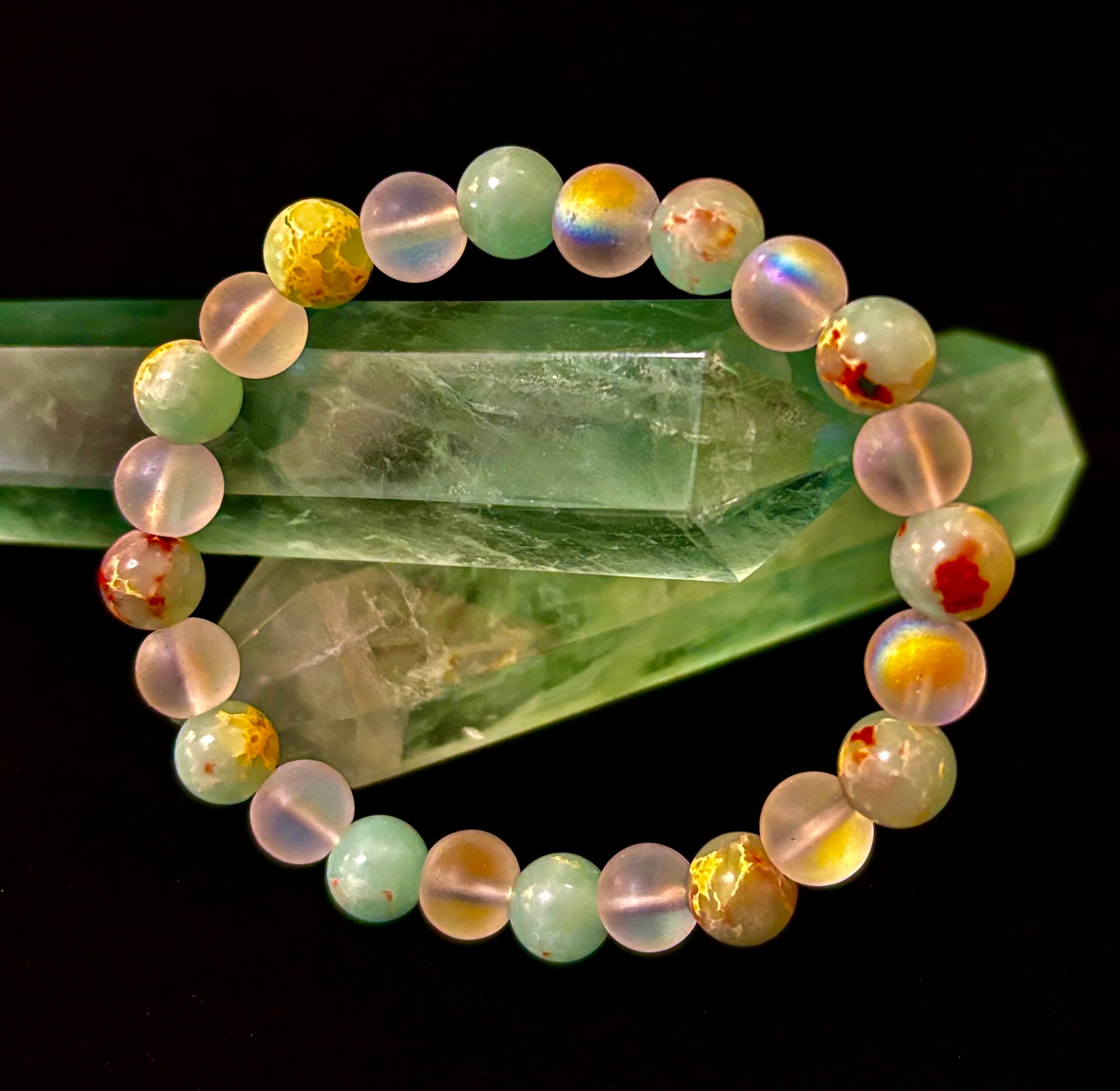 🌊 Ocean Breeze Resin Bead Bracelet – Sea Glass Vibes | | Wiccan Center