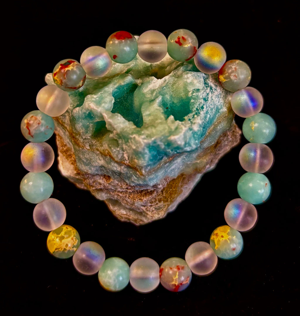 🌊 Ocean Breeze Resin Bead Bracelet – Sea Glass Vibes | | Wiccan Center