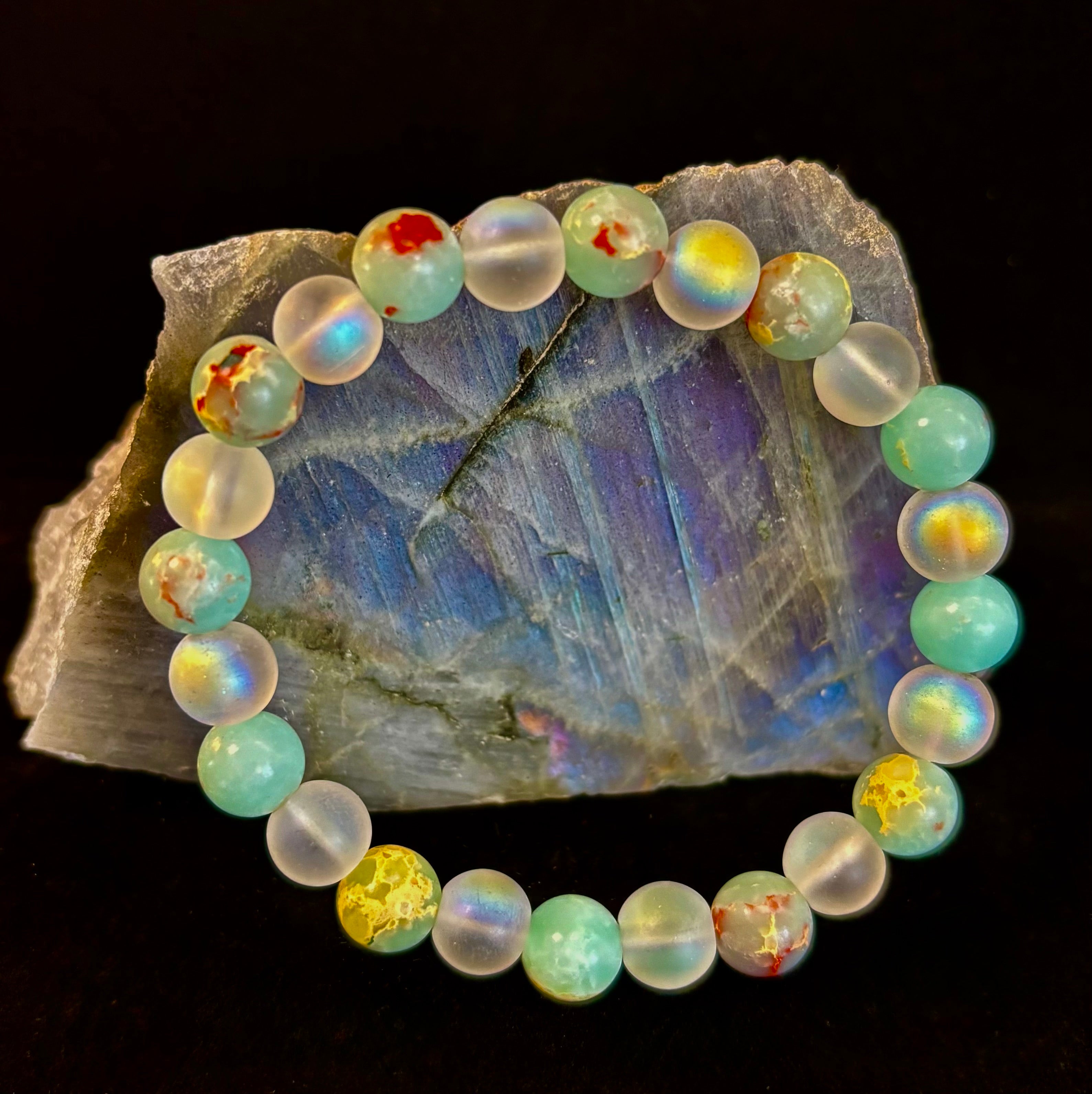 🌊 Ocean Breeze Resin Bead Bracelet – Sea Glass Vibes | | Wiccan Center