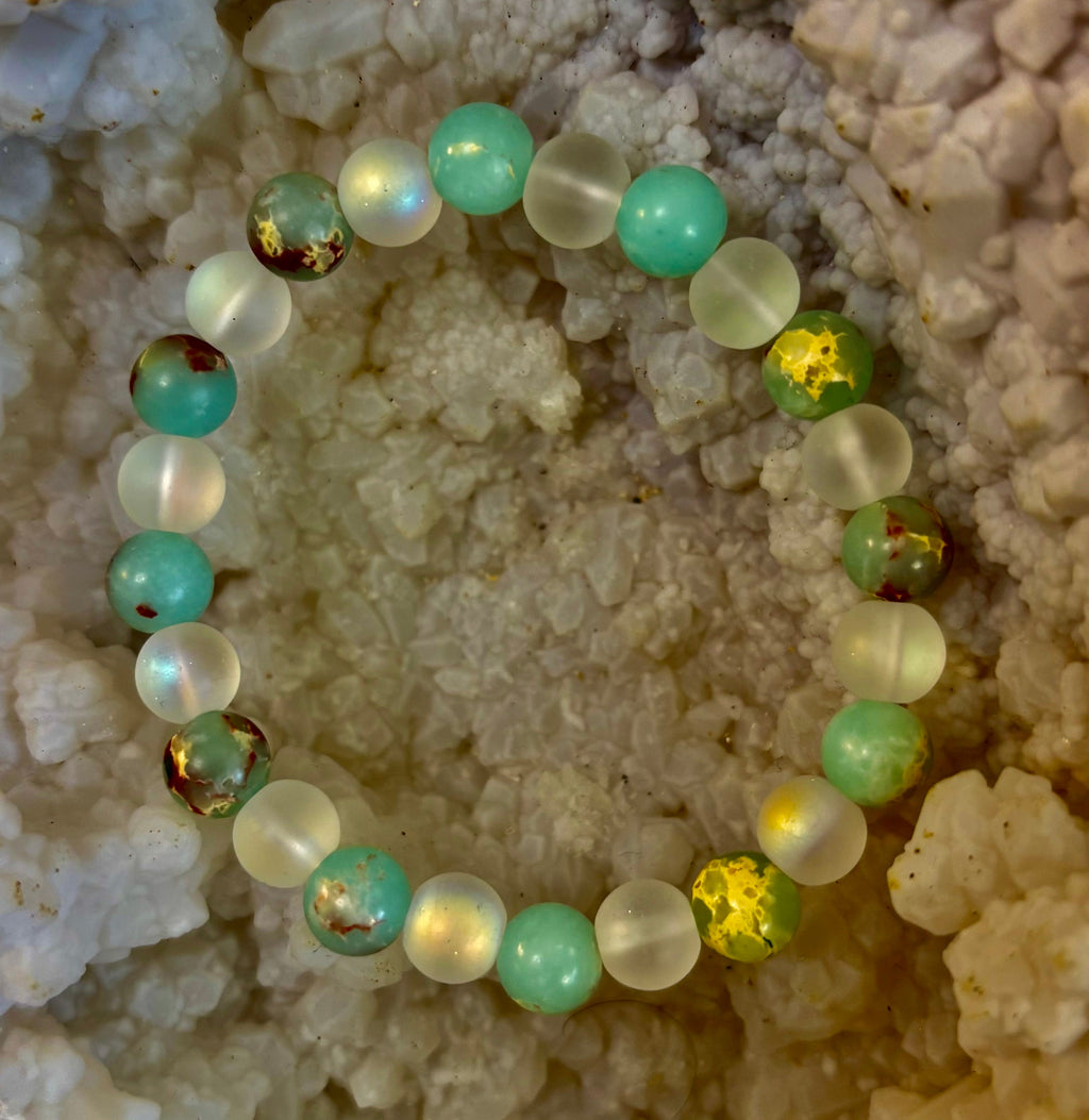 🌊 Ocean Breeze Resin Bead Bracelet – Sea Glass Vibes | | Wiccan Center