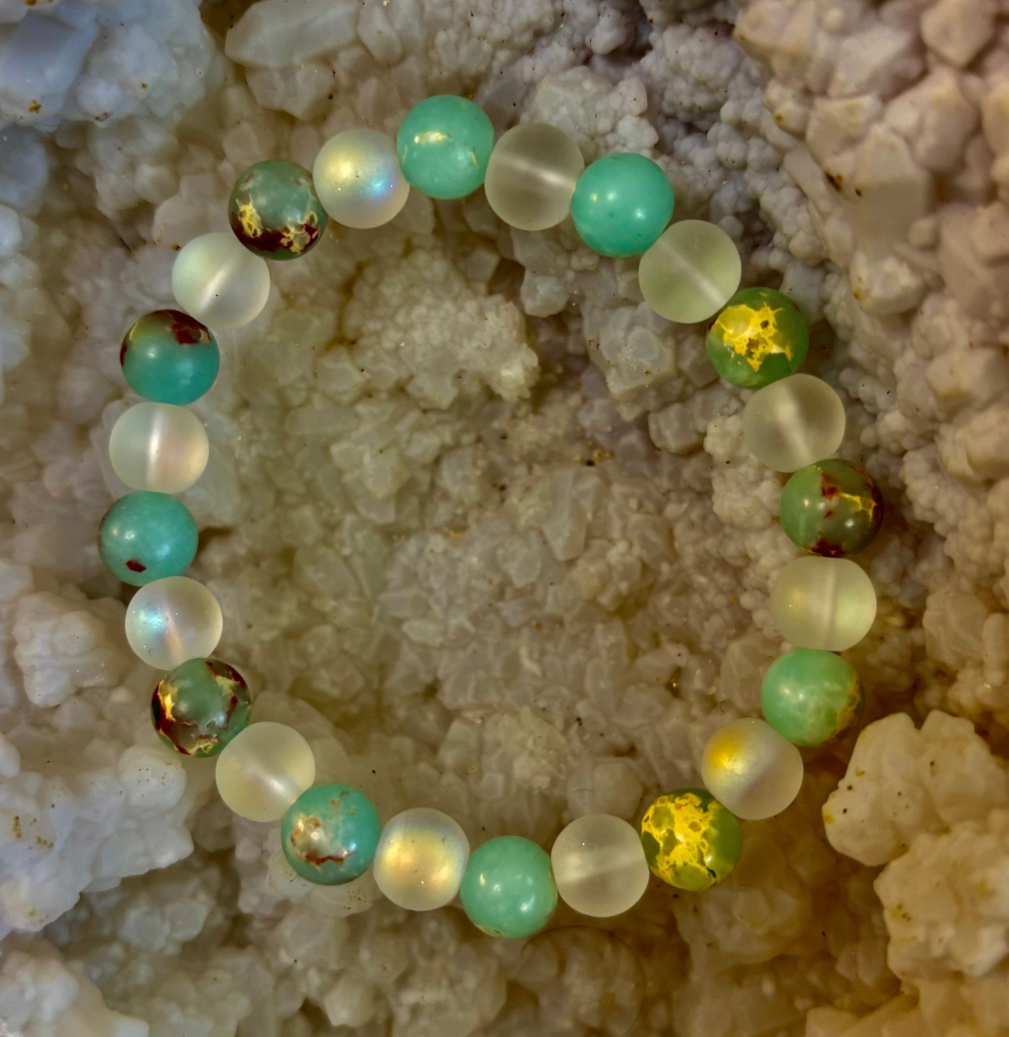 🌊 Ocean Breeze Resin Bead Bracelet – Sea Glass Vibes | | Wiccan Center