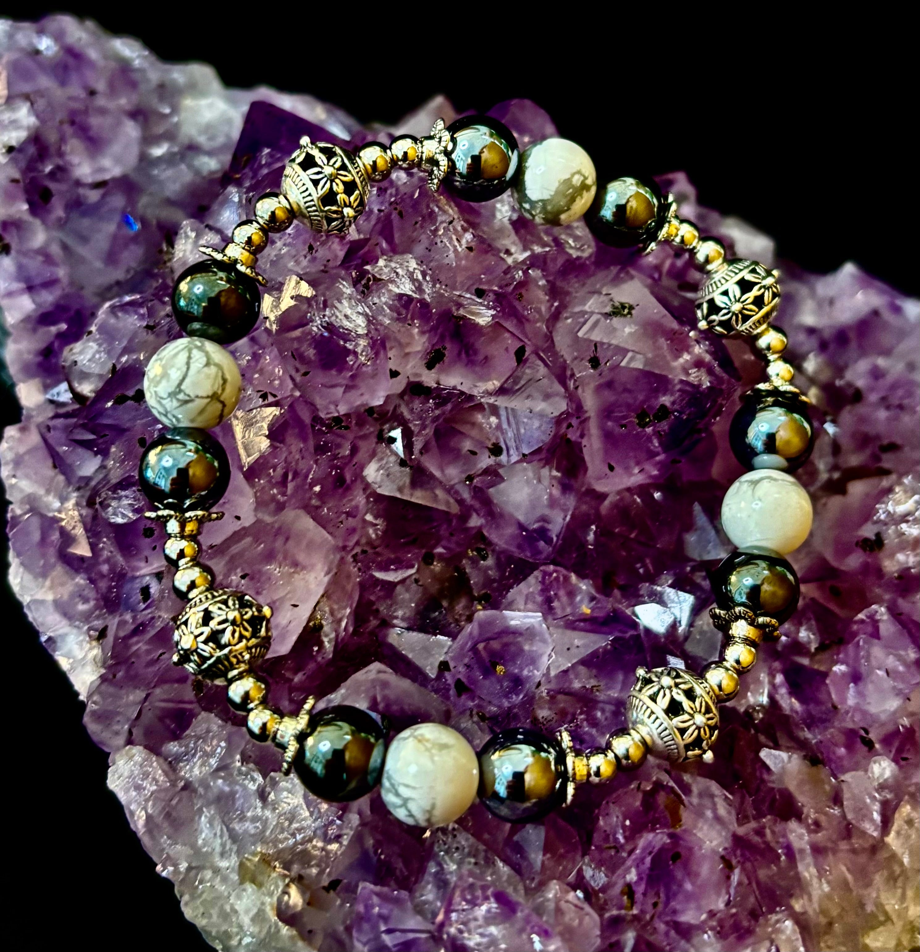 Calm & Comfort Pain Relief Bracelet – Howlite, Hematite & Terahertz | | Wiccan Center