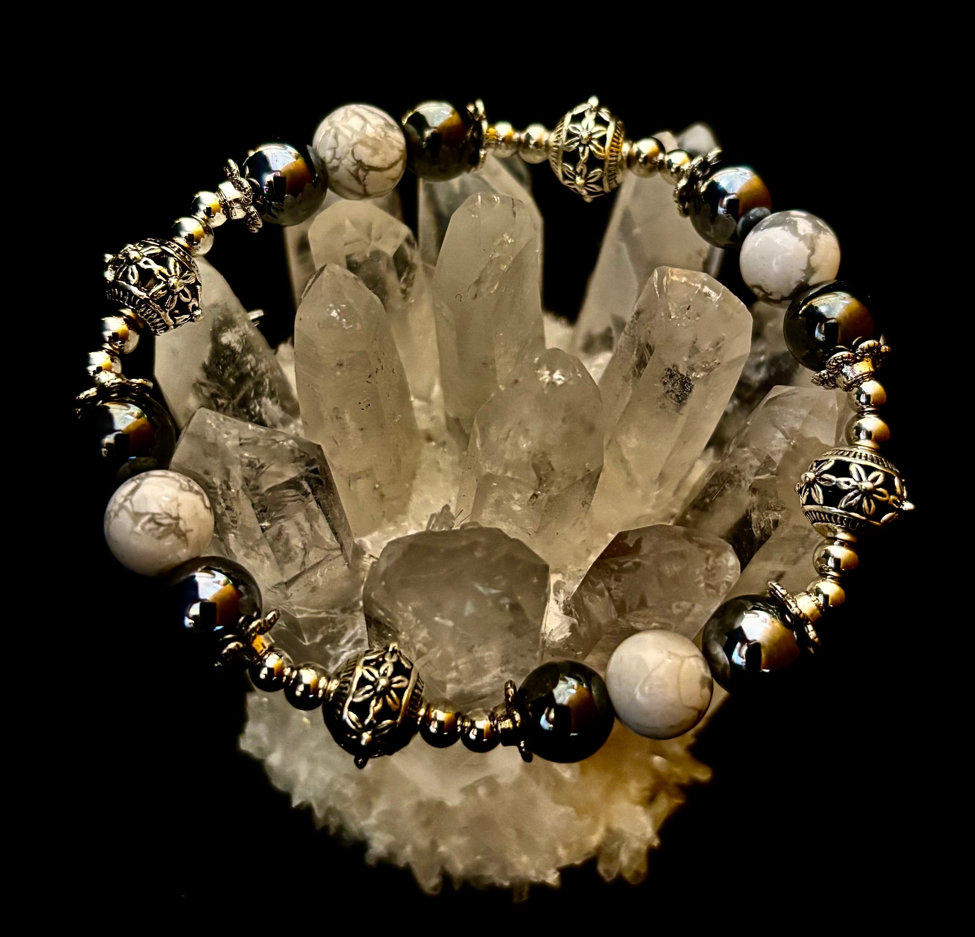 Calm & Comfort Pain Relief Bracelet – Howlite, Hematite & Terahertz | | Wiccan Center
