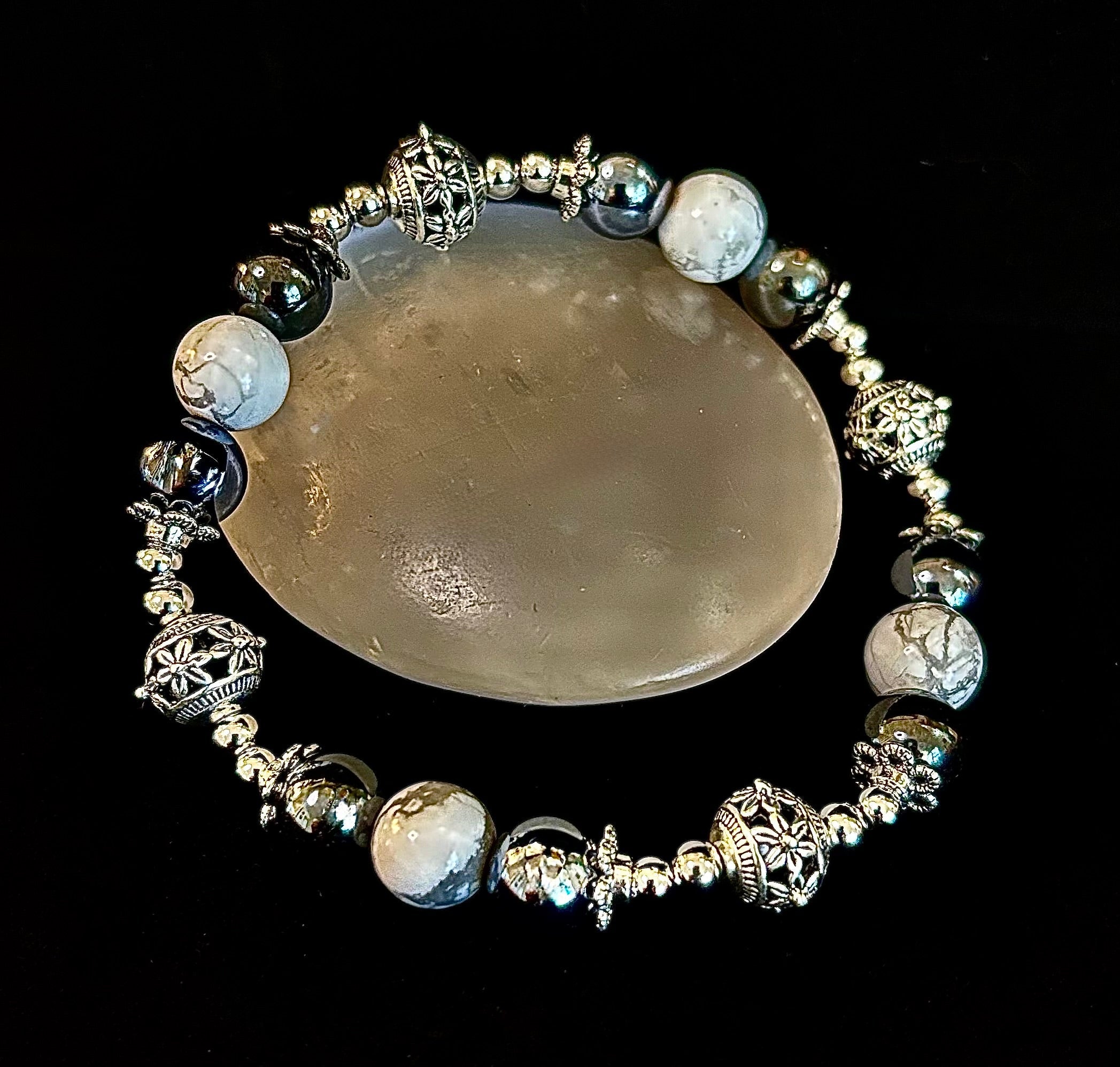 Calm & Comfort Pain Relief Bracelet – Howlite, Hematite & Terahertz | | Wiccan Center