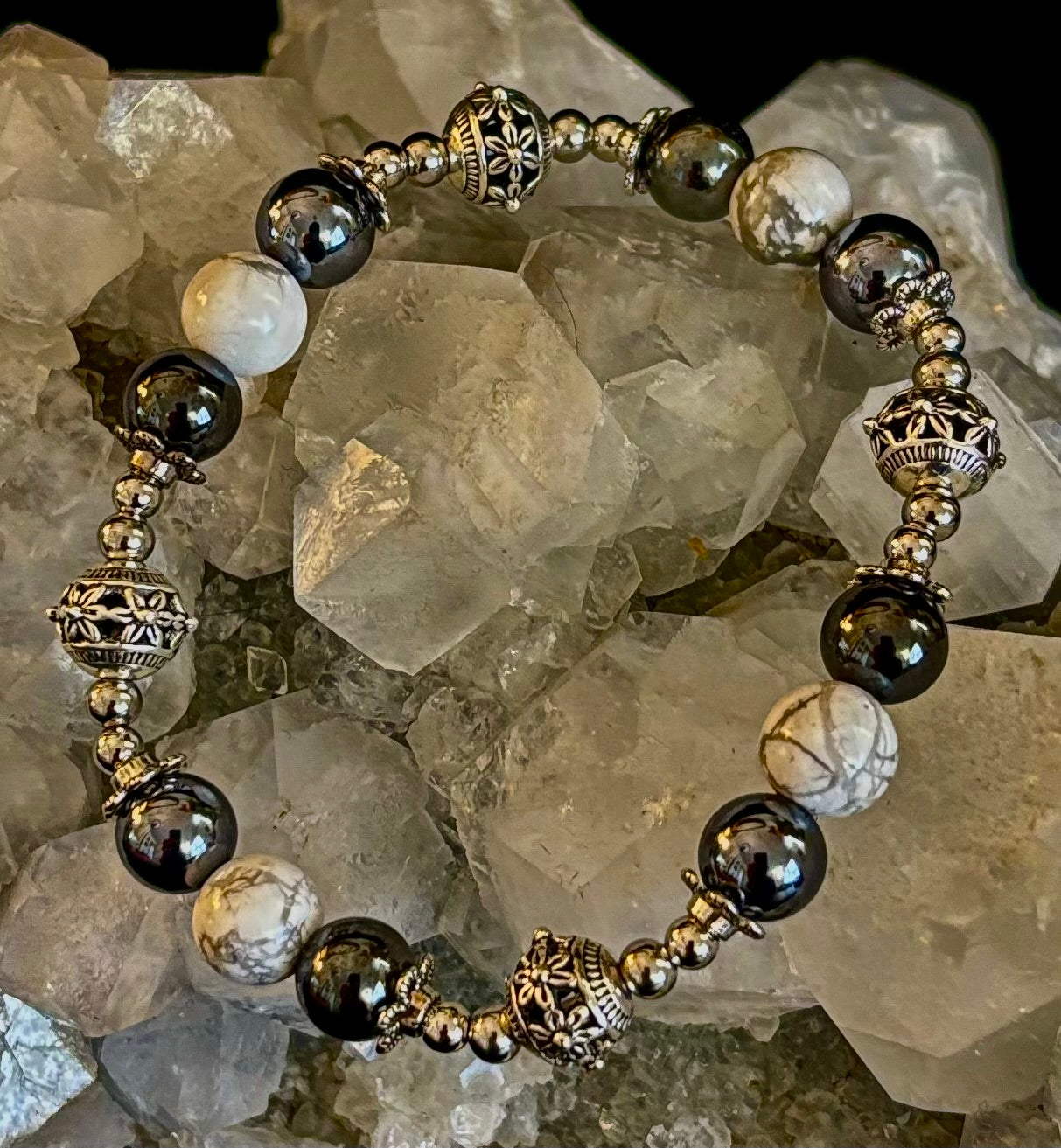 Calm & Comfort Pain Relief Bracelet – Howlite, Hematite & Terahertz | | Wiccan Center